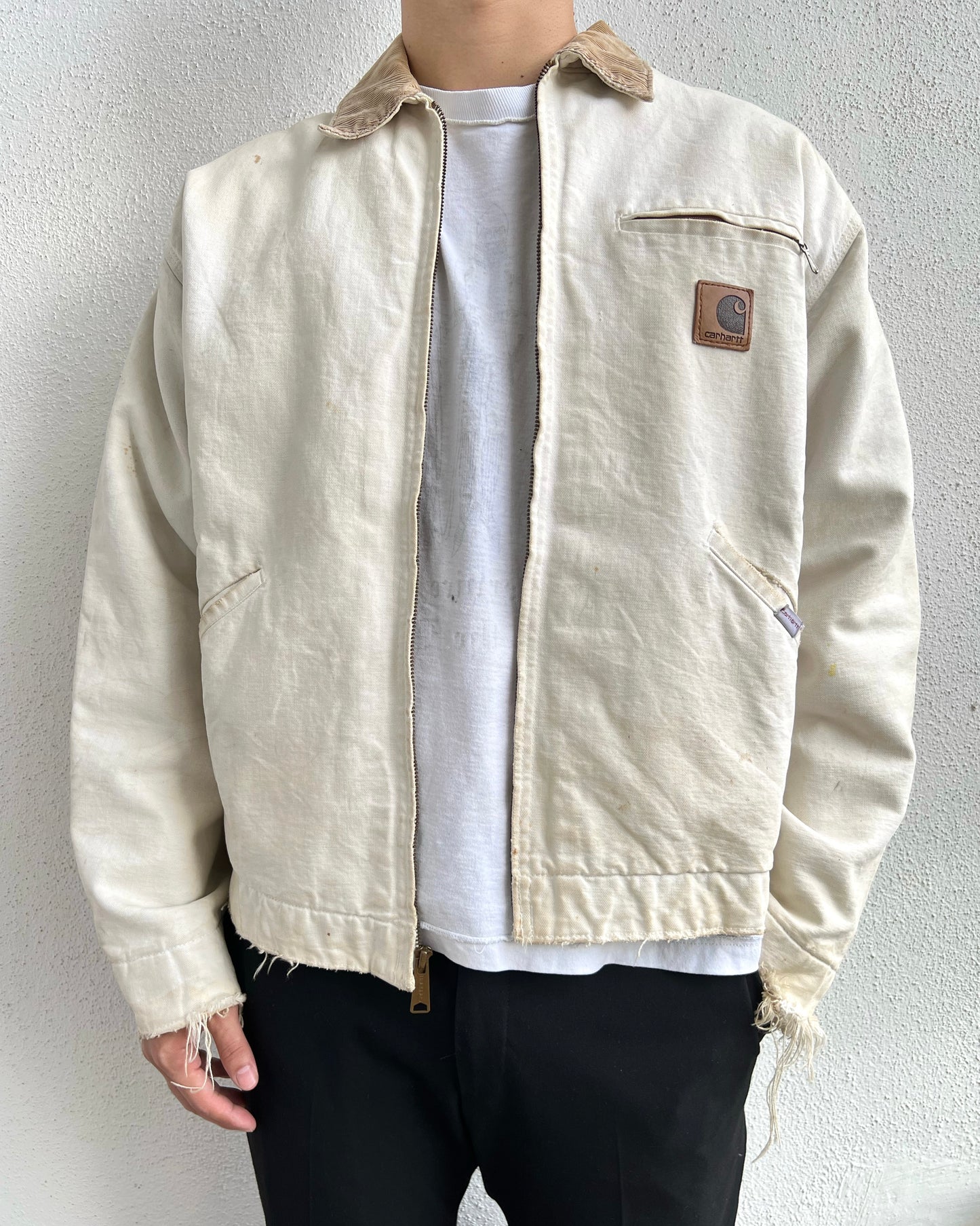 1989 CREAM WHITE CARHARTT DETROIT WORK JACKET (L)