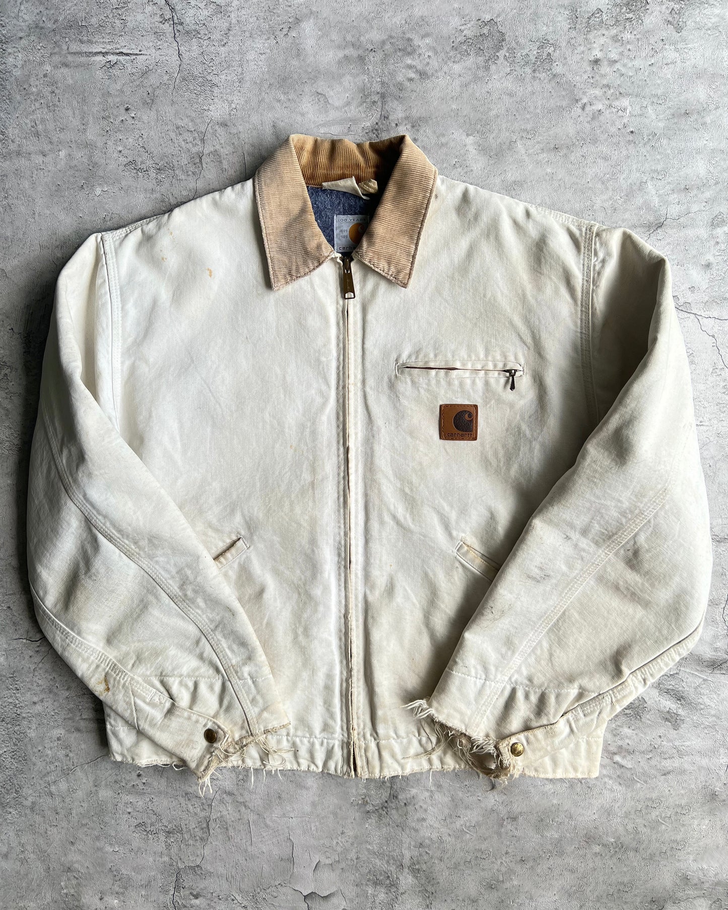1989 CREAM WHITE CARHARTT DETROIT WORK JACKET (L)