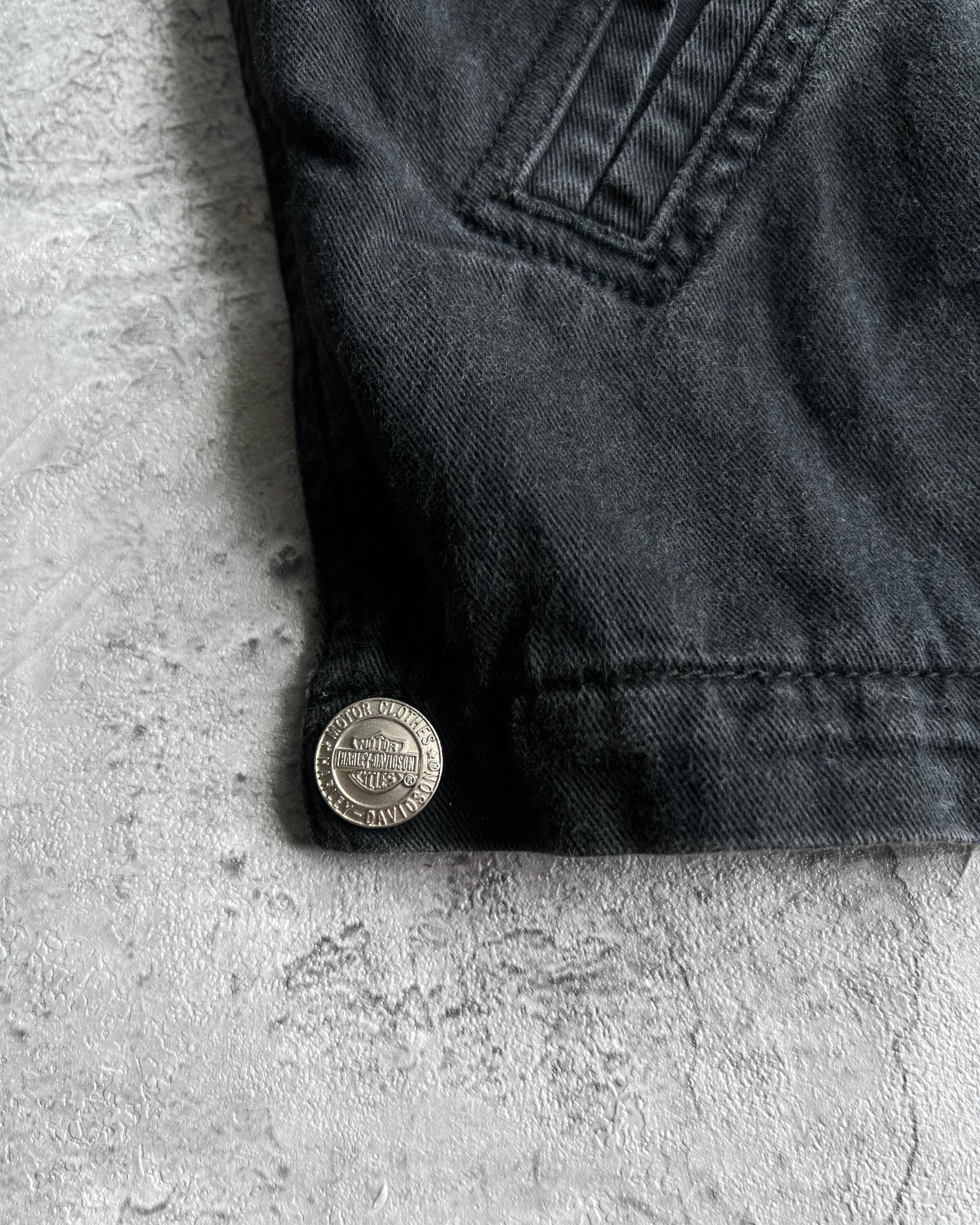 2000S FADED BLACK HARLEY DAVIDSON ZIP-UP WORK SHIRT (L)