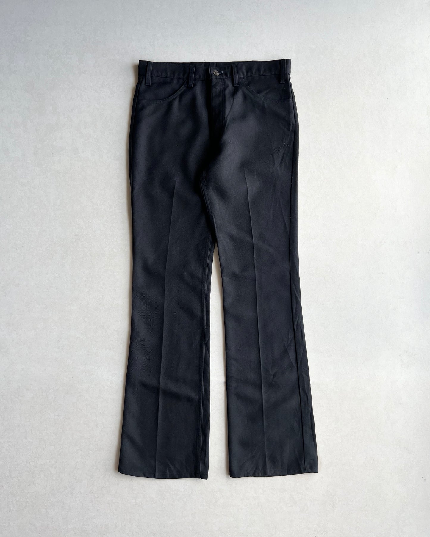 1970S BLACK LEVI'S 517 STA-PREST FLARE TROUSERS (34X34)