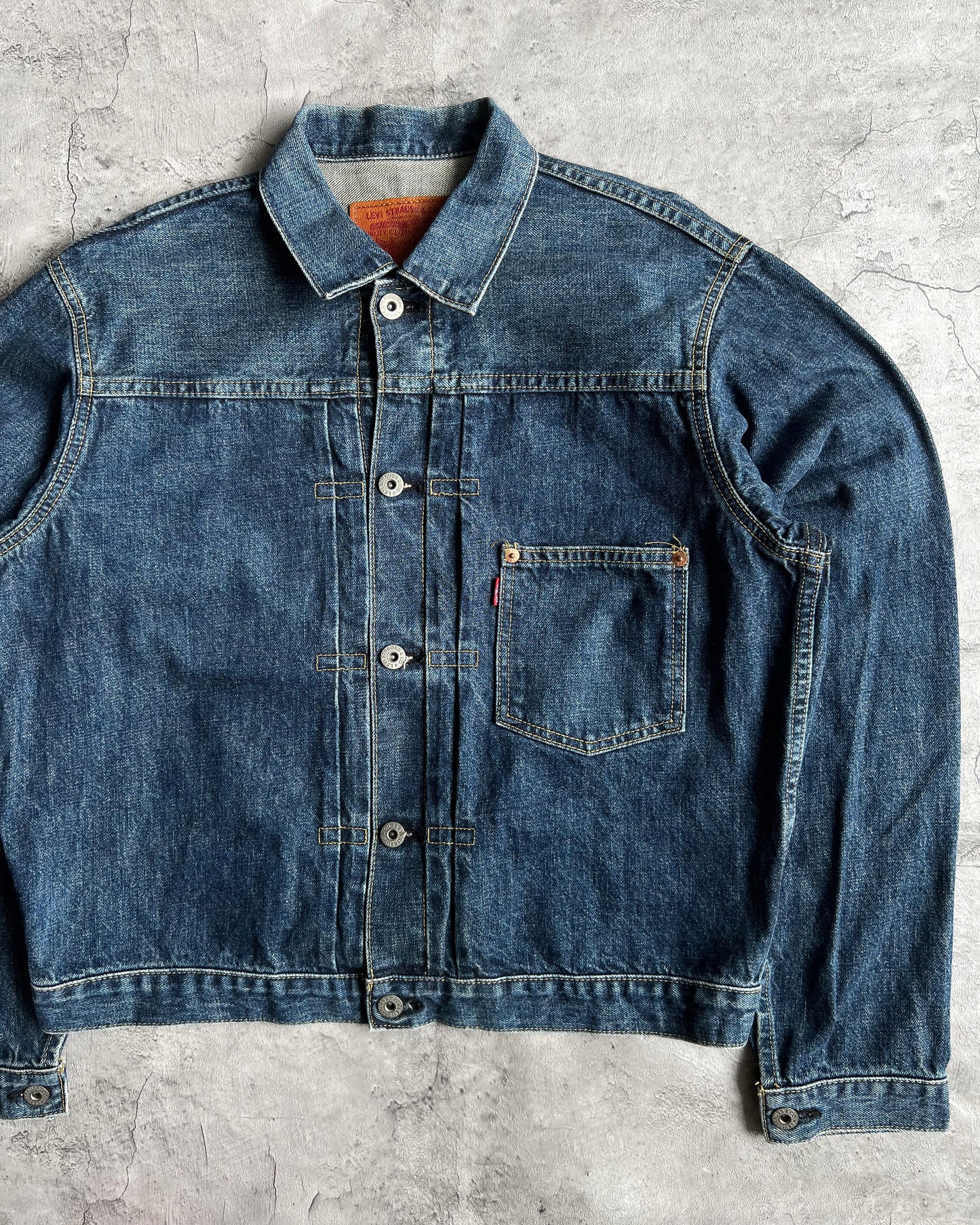 1990S DARK WASHED BIG E LEVI'S TYPE I DENIM JACKET (M/L)