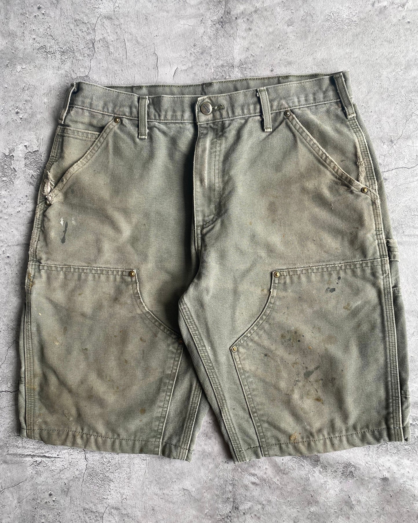 1990S GREY CARHARTT DOUBLE KNEE SHORTS (32)