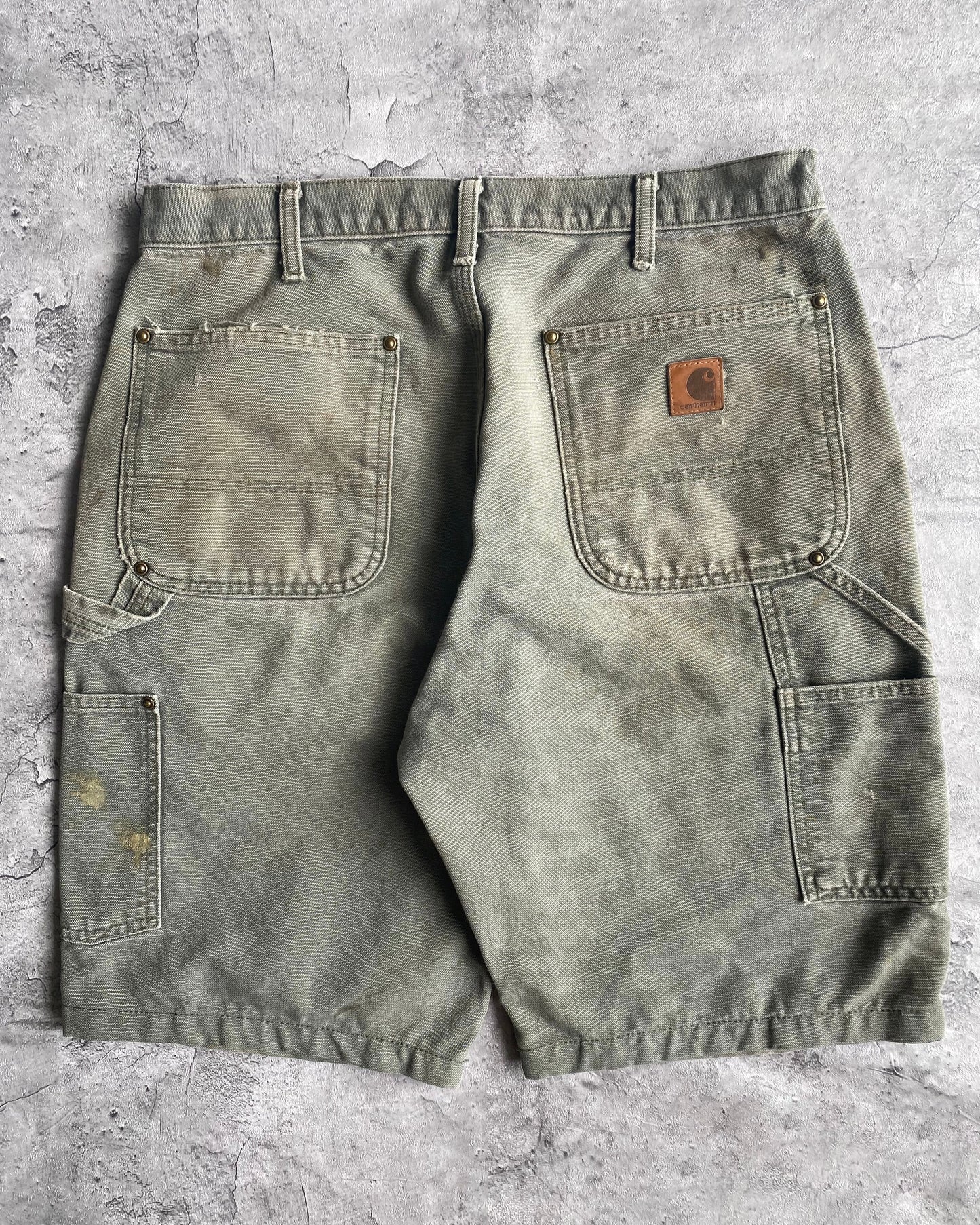 1990S GREY CARHARTT DOUBLE KNEE SHORTS (32)