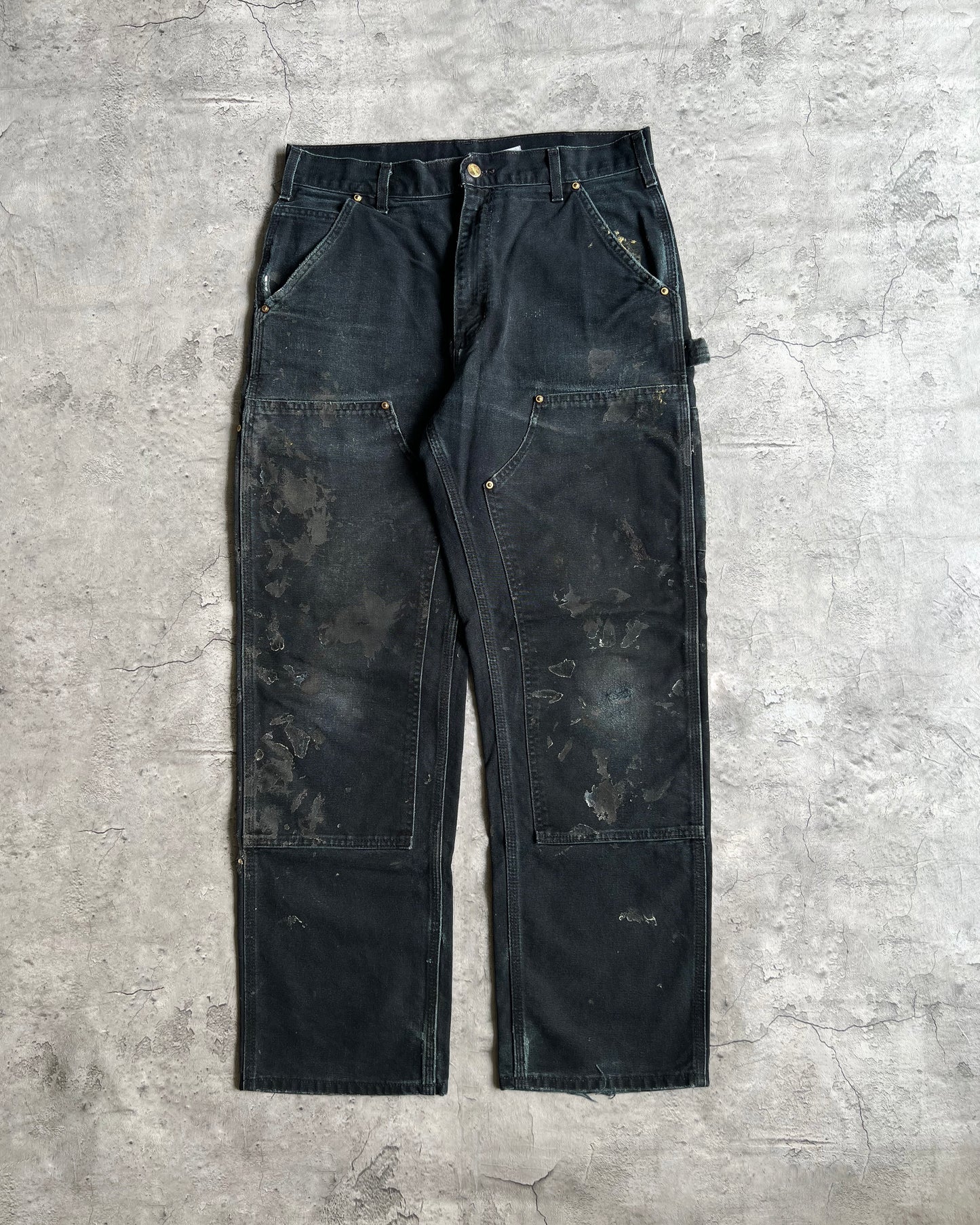 1990S BLACK CARHARTT DOUBLE KNEE WORK PANTS (32x30)
