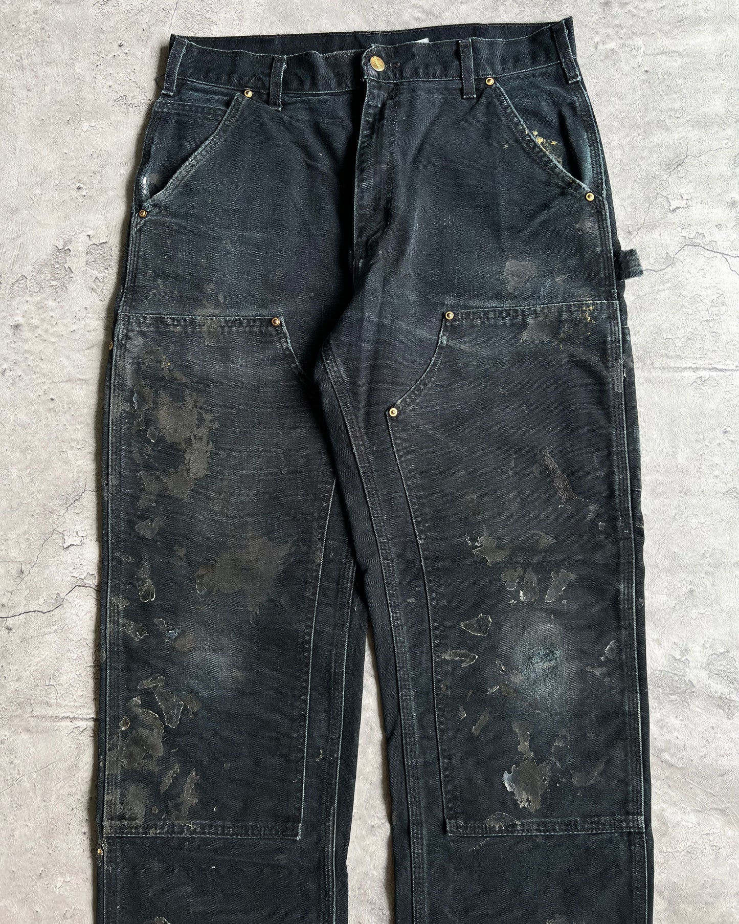 1990S BLACK CARHARTT DOUBLE KNEE WORK PANTS (32x30)