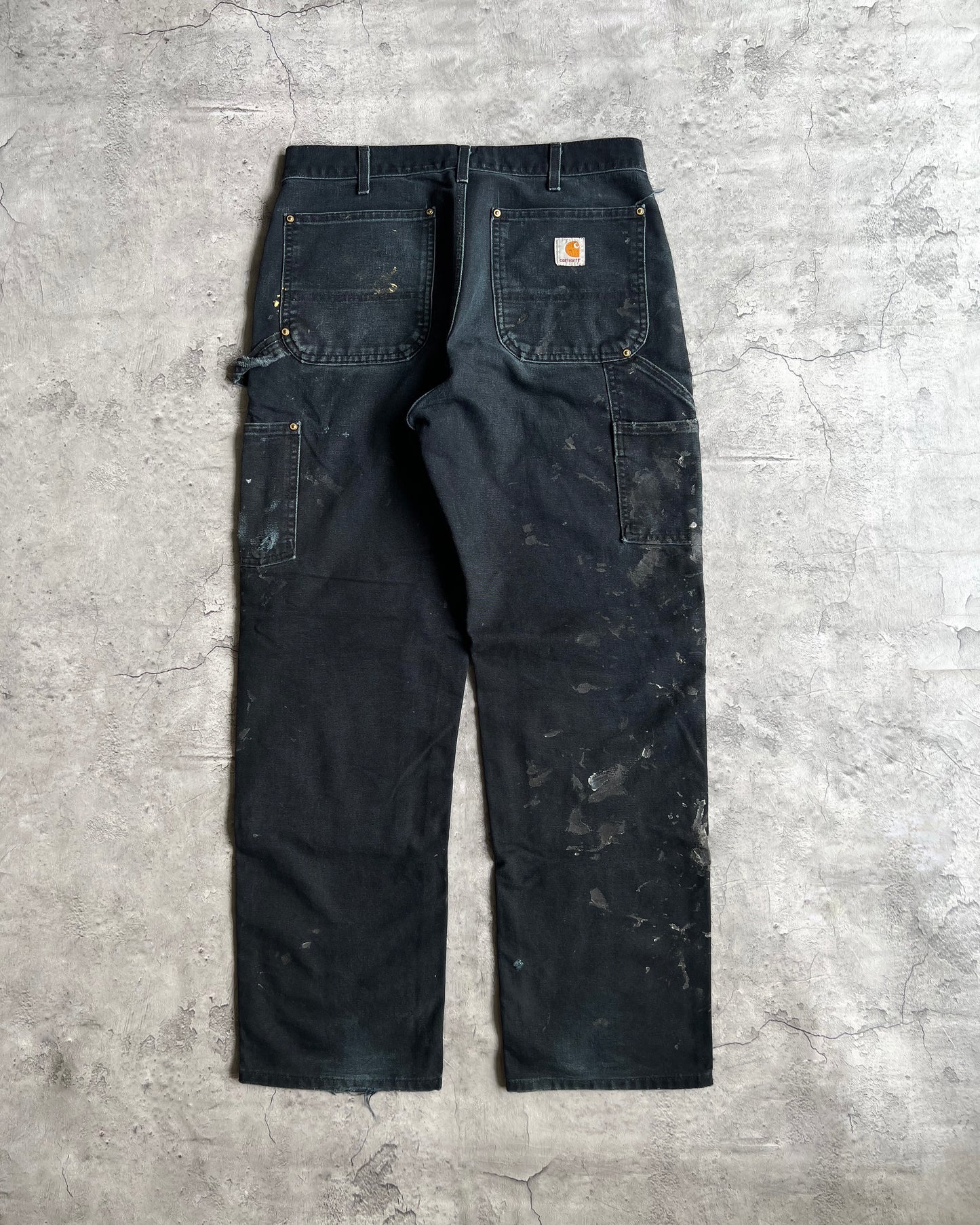 1990S BLACK CARHARTT DOUBLE KNEE WORK PANTS (32x30)