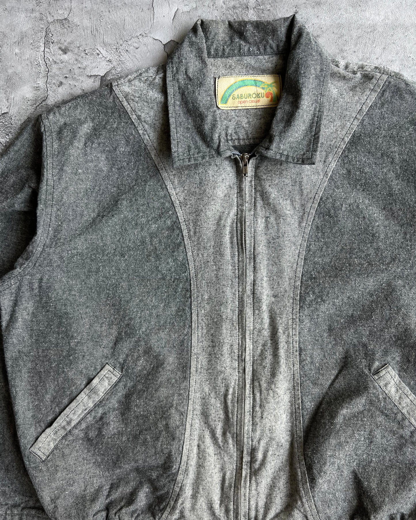 1990S TWO-TONE GREY HARRINGTON JACKET (M/L)