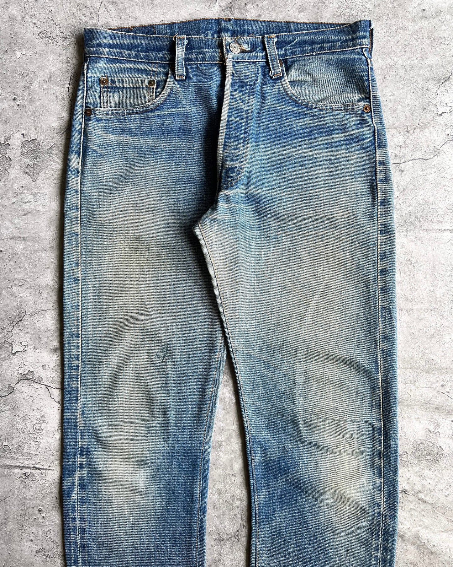 1980S FADED WASHED LEVI'S 501 REDLINE SELVEDGE JEANS (31X31)