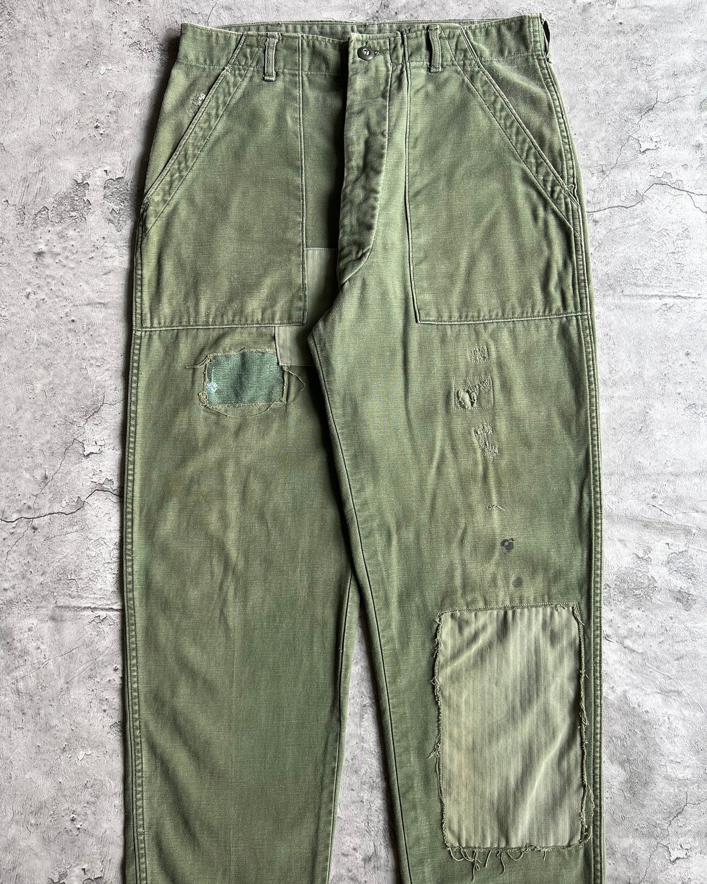 1960S OG-107 SATEEN UR ARMY REPAIRED TROUSERS (30-33)