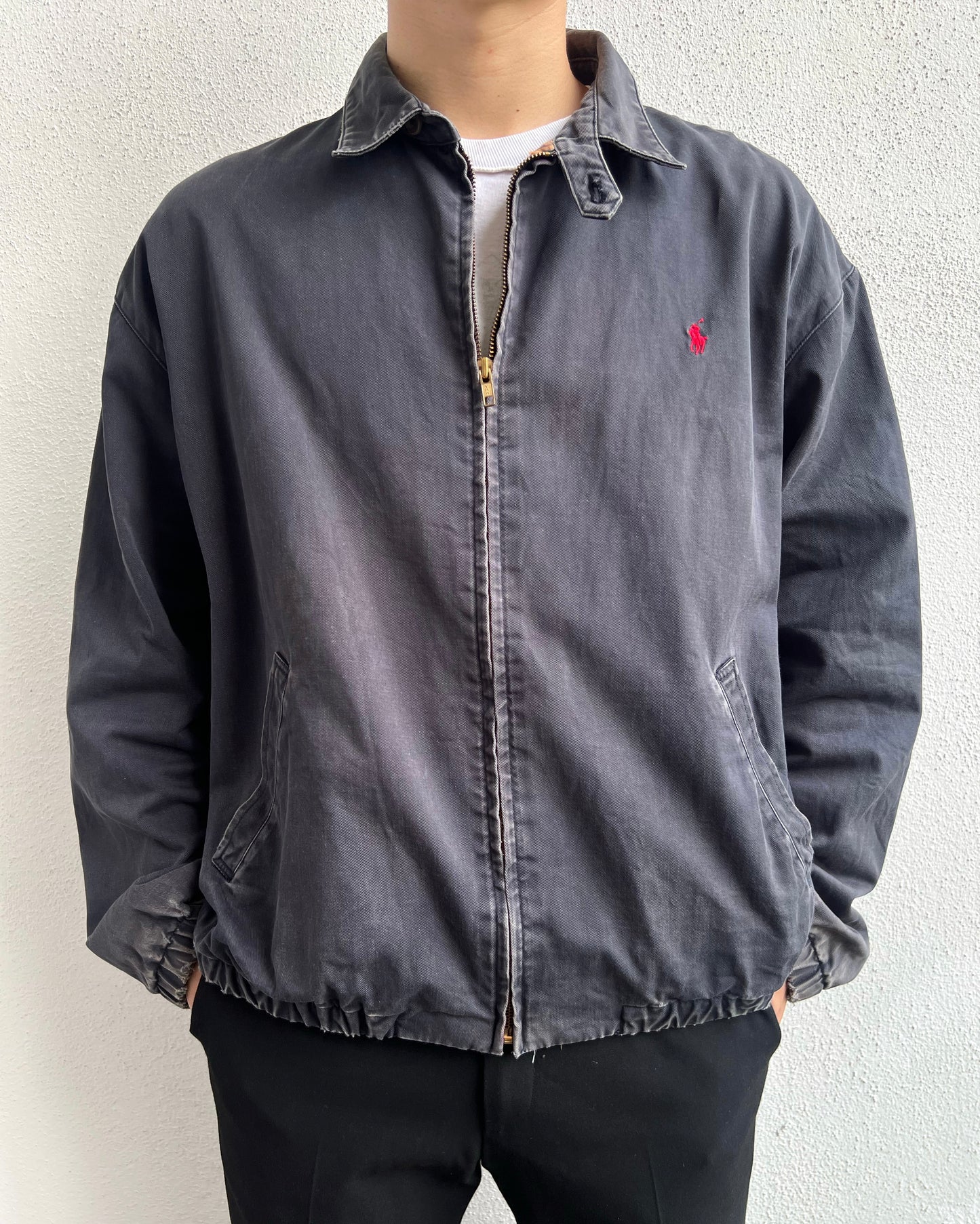 1990S SUN FADED POLO RALPH LAUREN HARRINGTON JACKET (L)