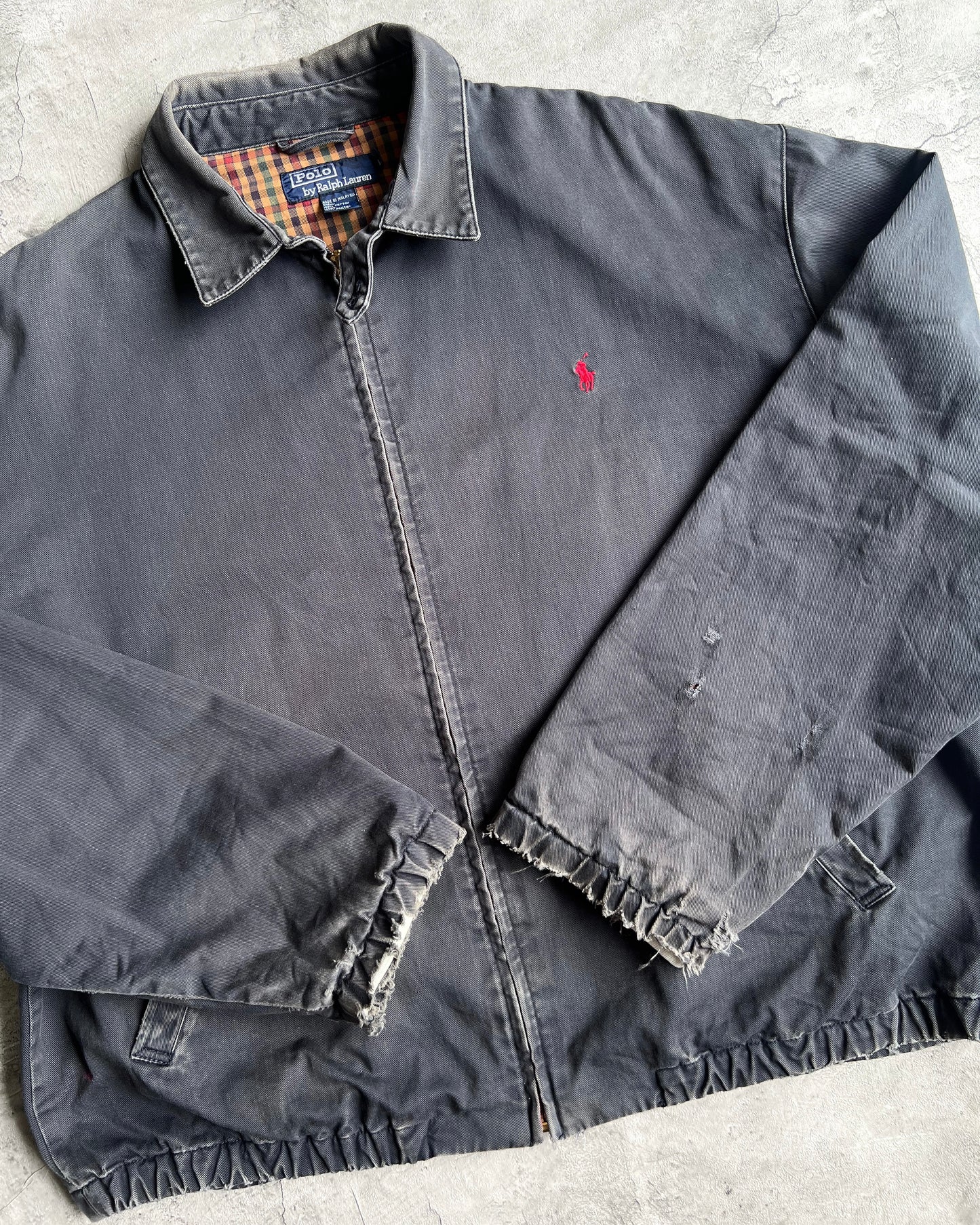 1990S SUN FADED POLO RALPH LAUREN HARRINGTON JACKET (L)