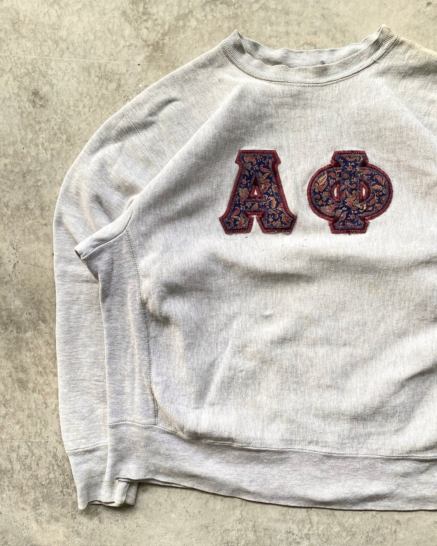 1980S 'AQ' GREY CHAMPION REVERSE WEAVE SWEATSHIRTS (S-L)