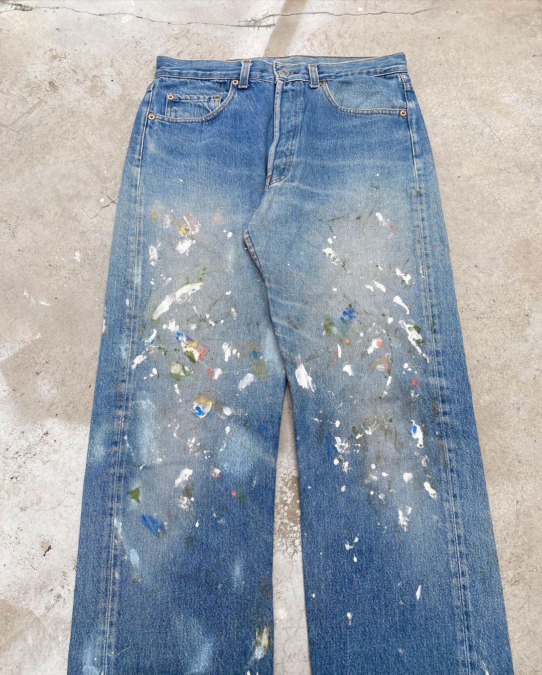 1980s Levi’s 501 Released Hem Painted Jeans