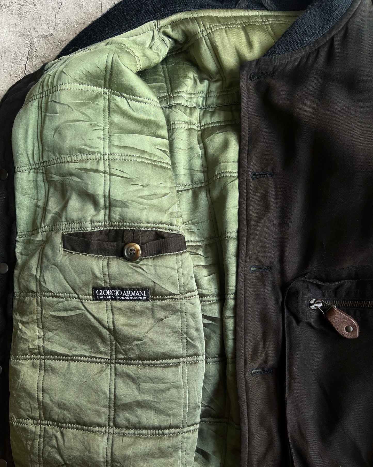 1980S SUN FADED GIORGIO ARMANI DOUBLE POCKET HARRINGTON JACKET (L)