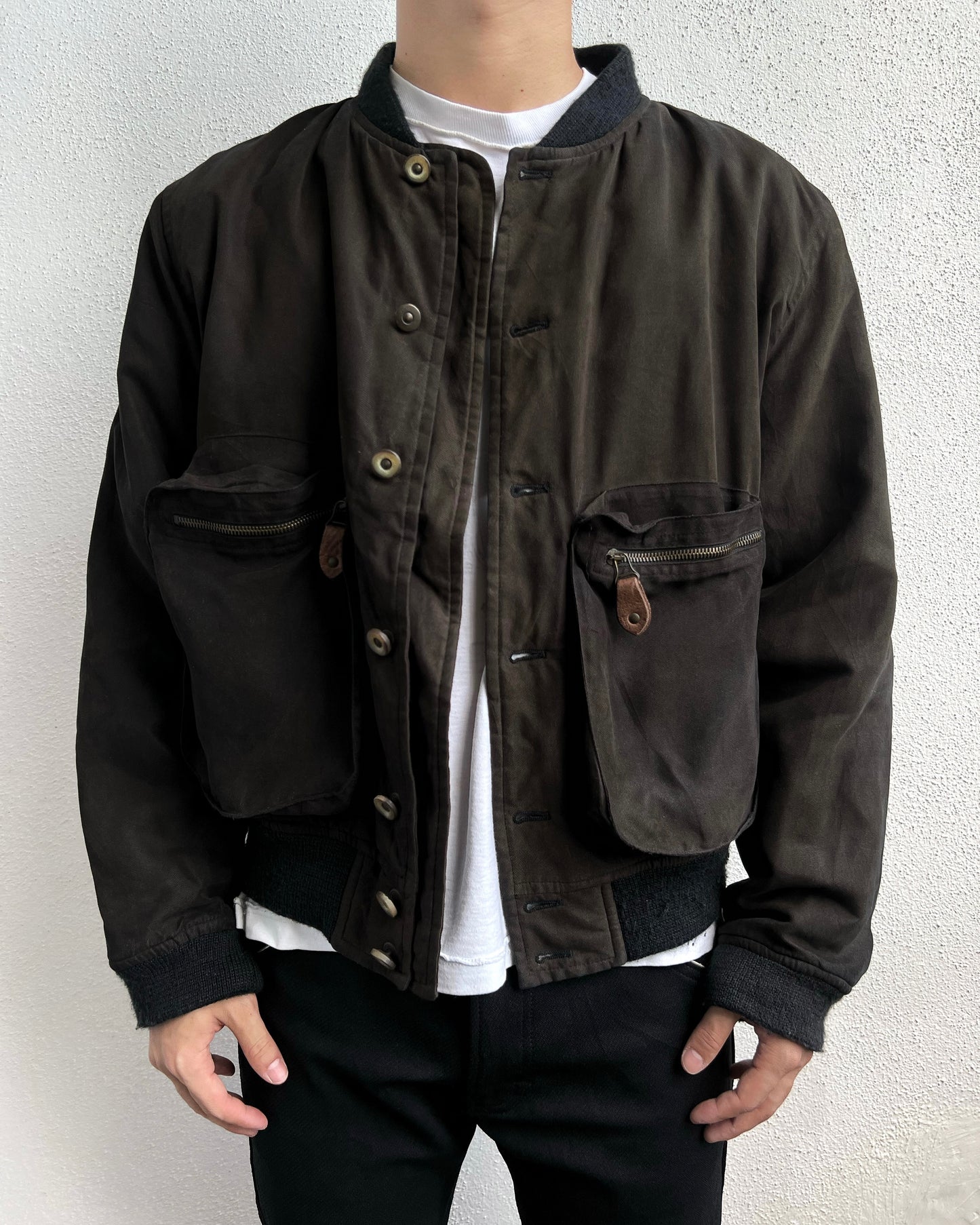 1980S SUN FADED GIORGIO ARMANI DOUBLE POCKET HARRINGTON JACKET (L)