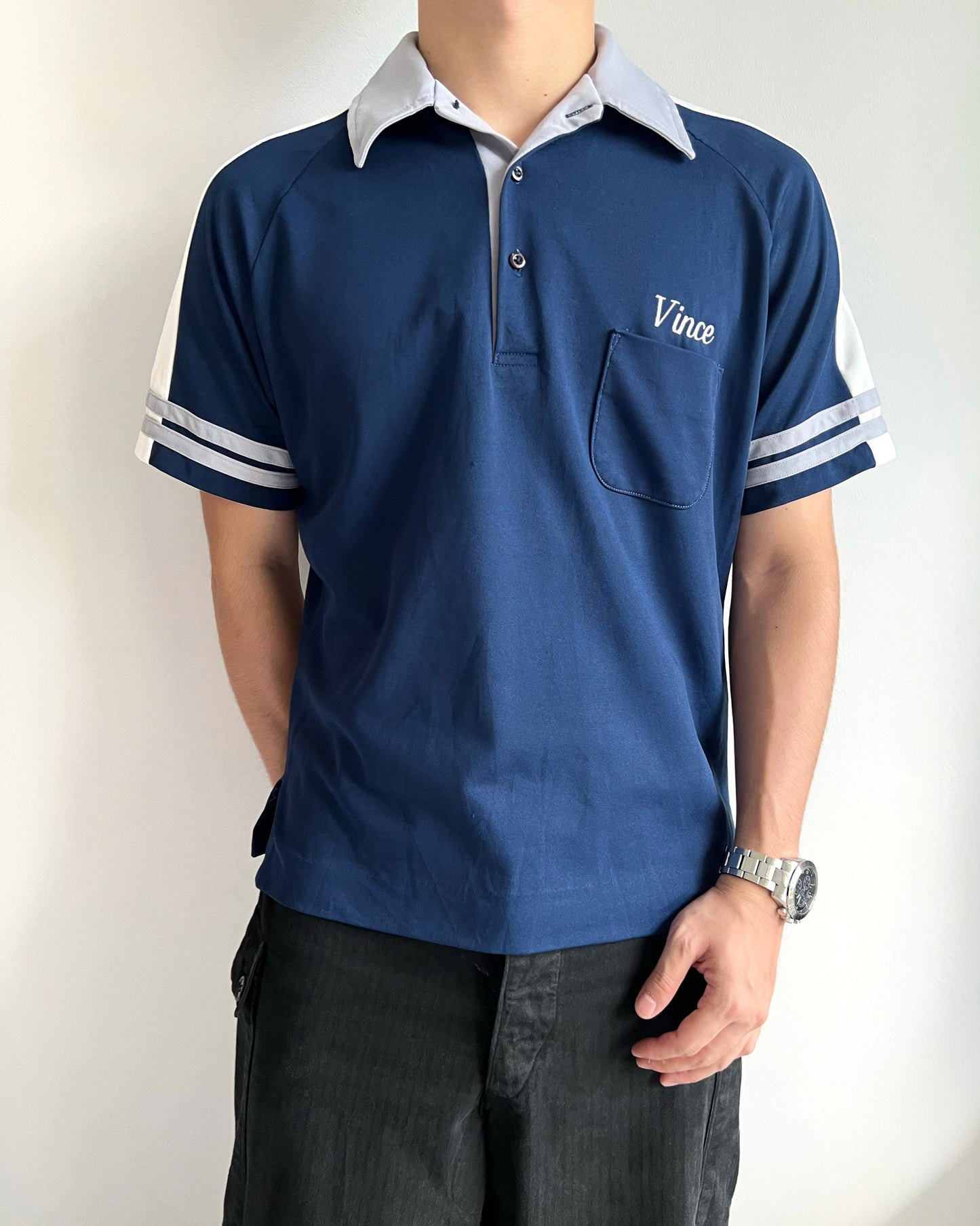 1950S KING LOUIE BOWLING RAGLAN POLO SHIRT (M)