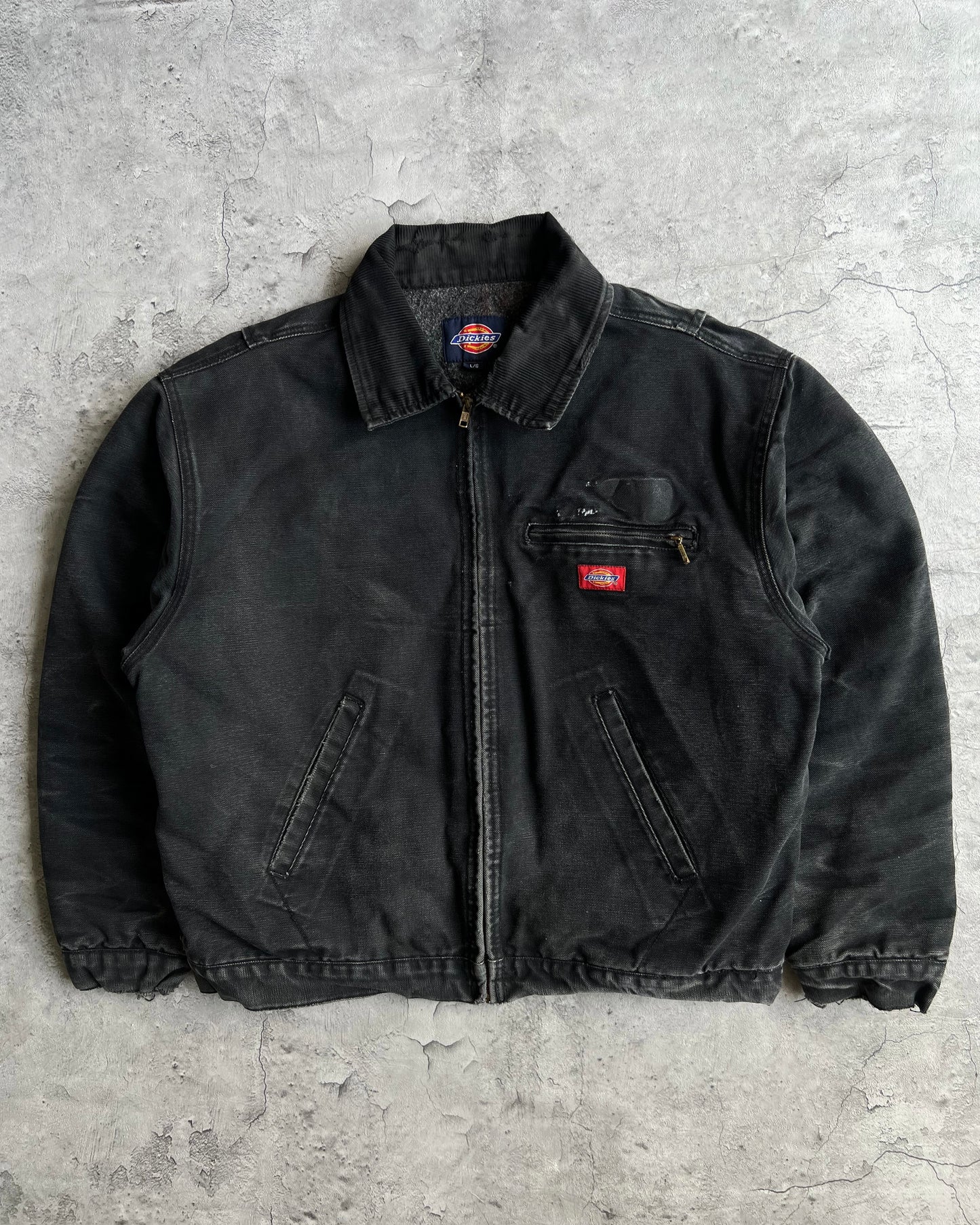 1990S FADED BLACK DICKIES DETROIT WORK JACKET (L)