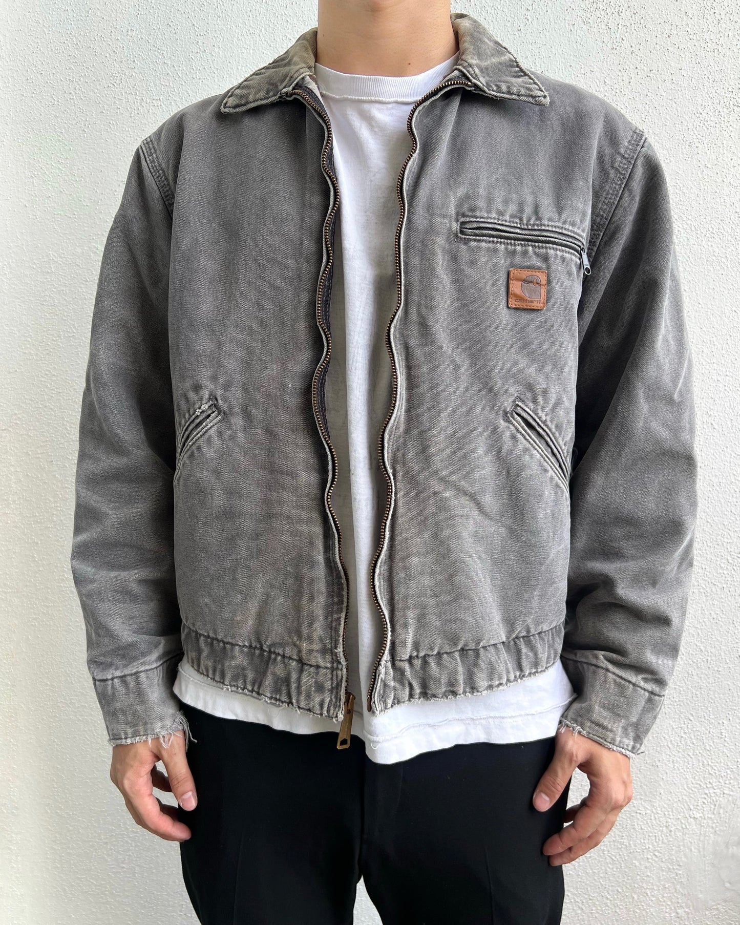 1990S FADED GREY CARHARTT DETROIT JACKET (M)