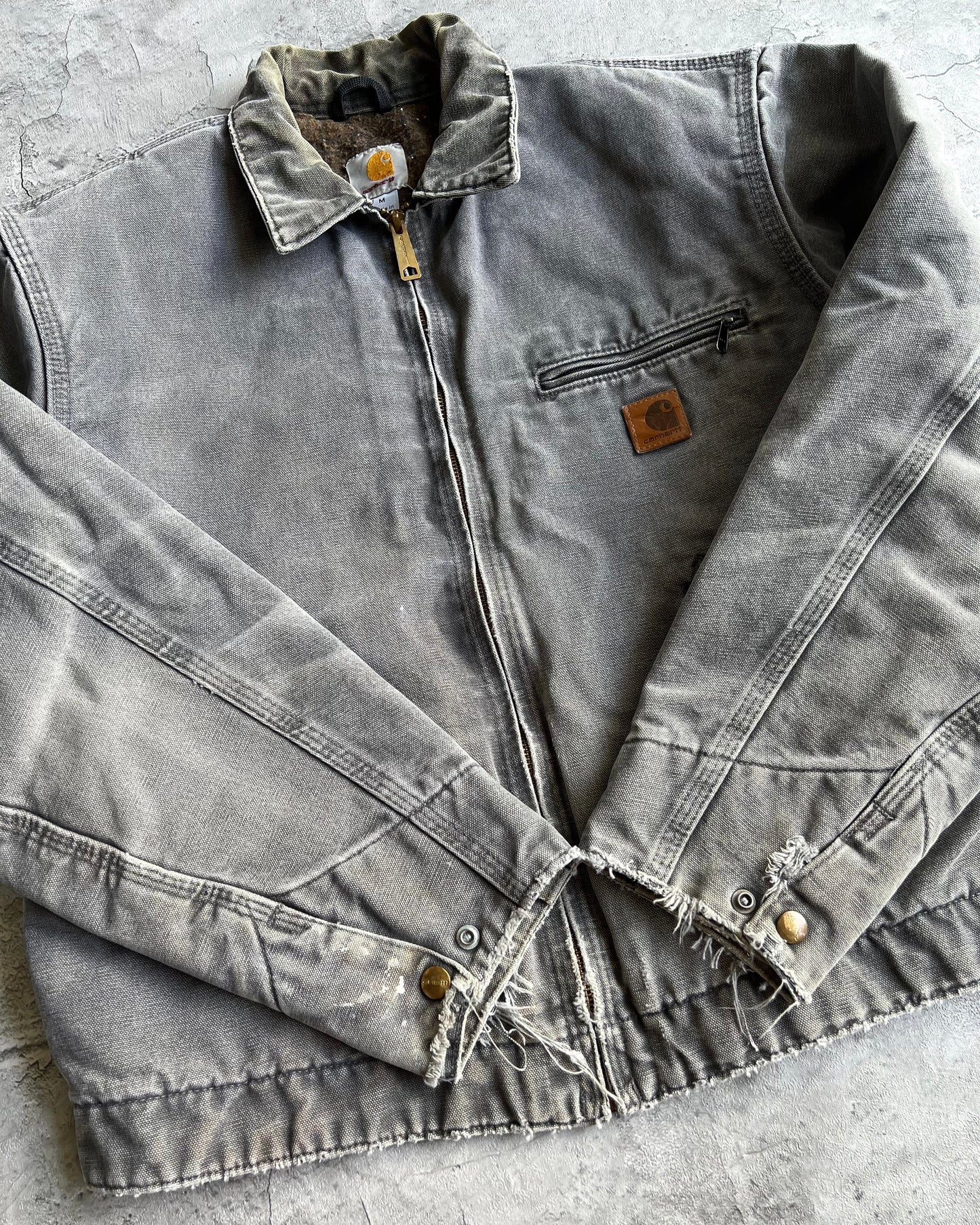1990S FADED GREY CARHARTT DETROIT JACKET (M)