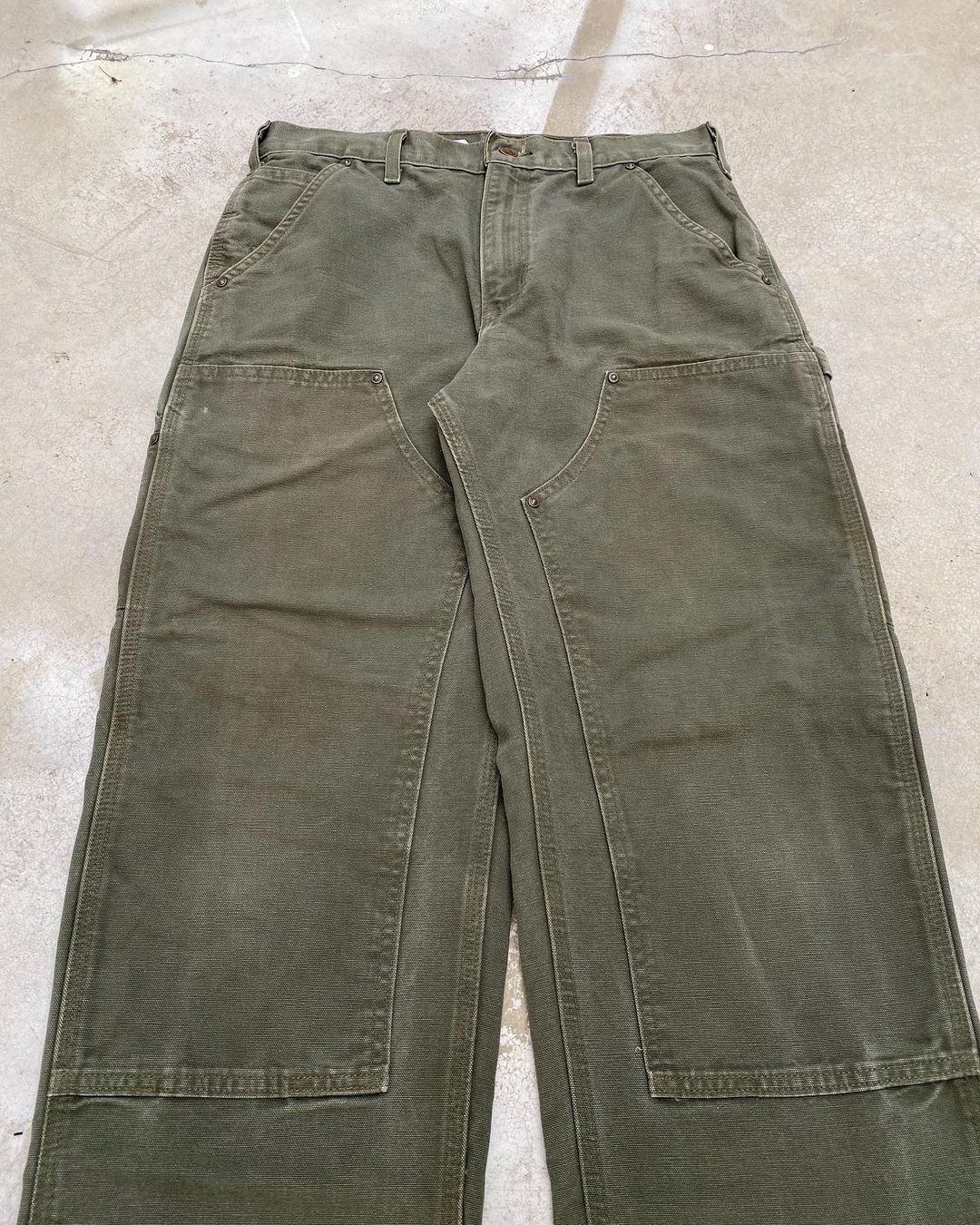 1990s Faded Olive Carhartt Double Knee Pants