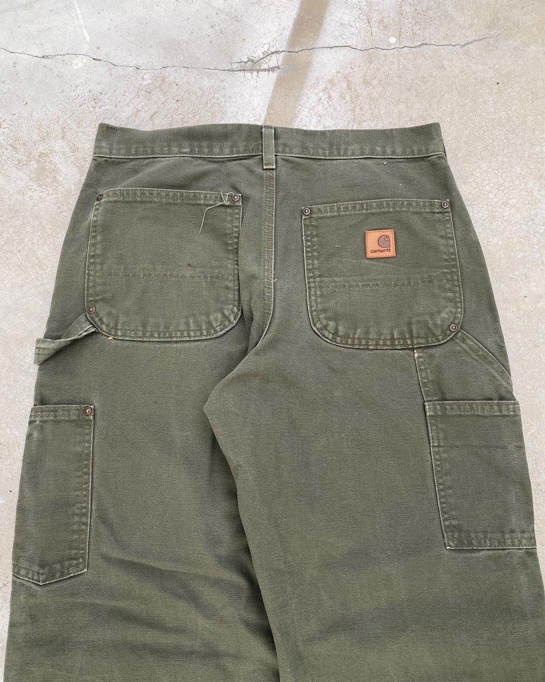 1990s Faded Olive Carhartt Double Knee Pants