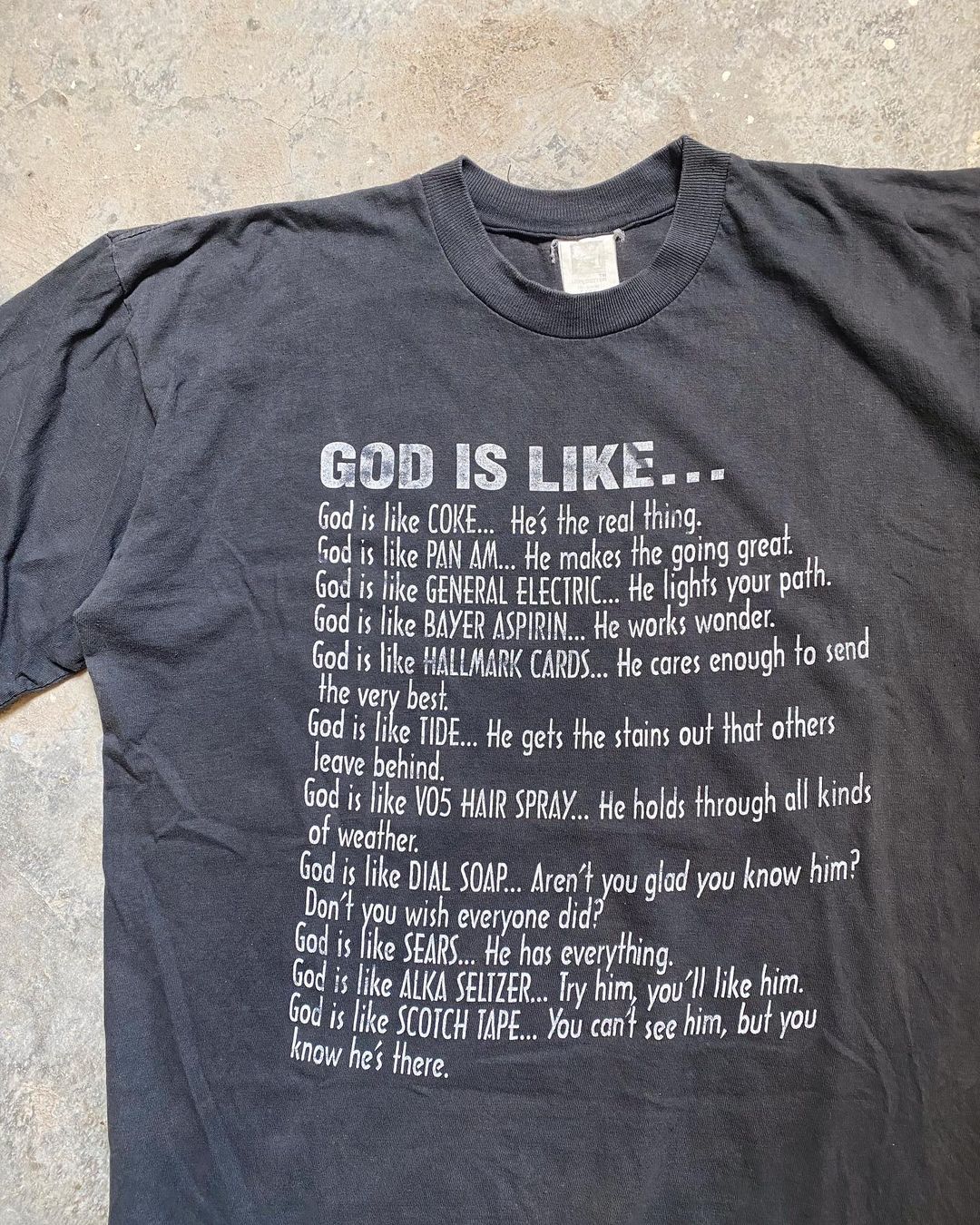 1990S “GOD IS LIKE...” FADED BLACK TEE (XL)