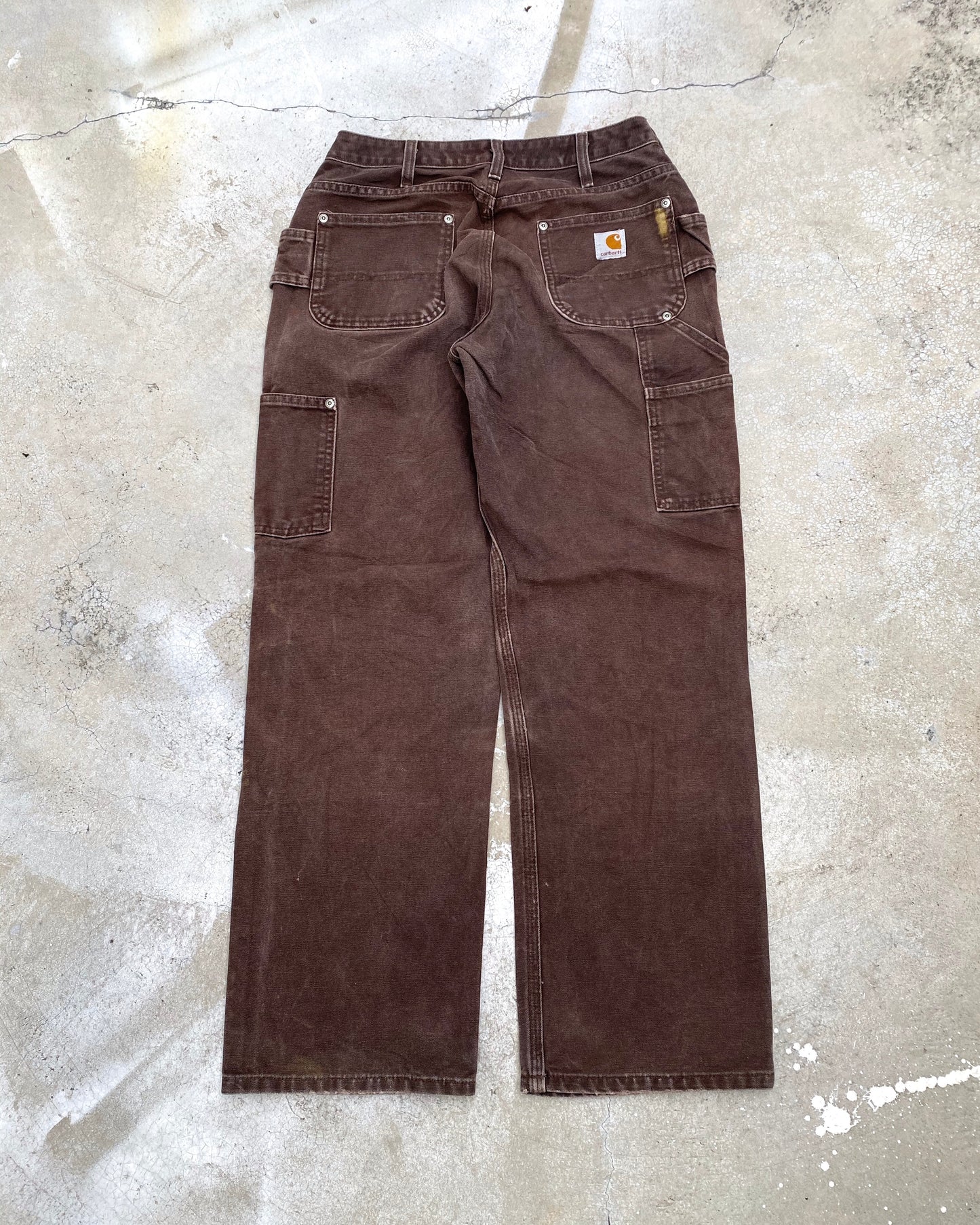 1990S SUN FADED BROWN CARHARTT DOUBLE KNEE PANTS (29X30)