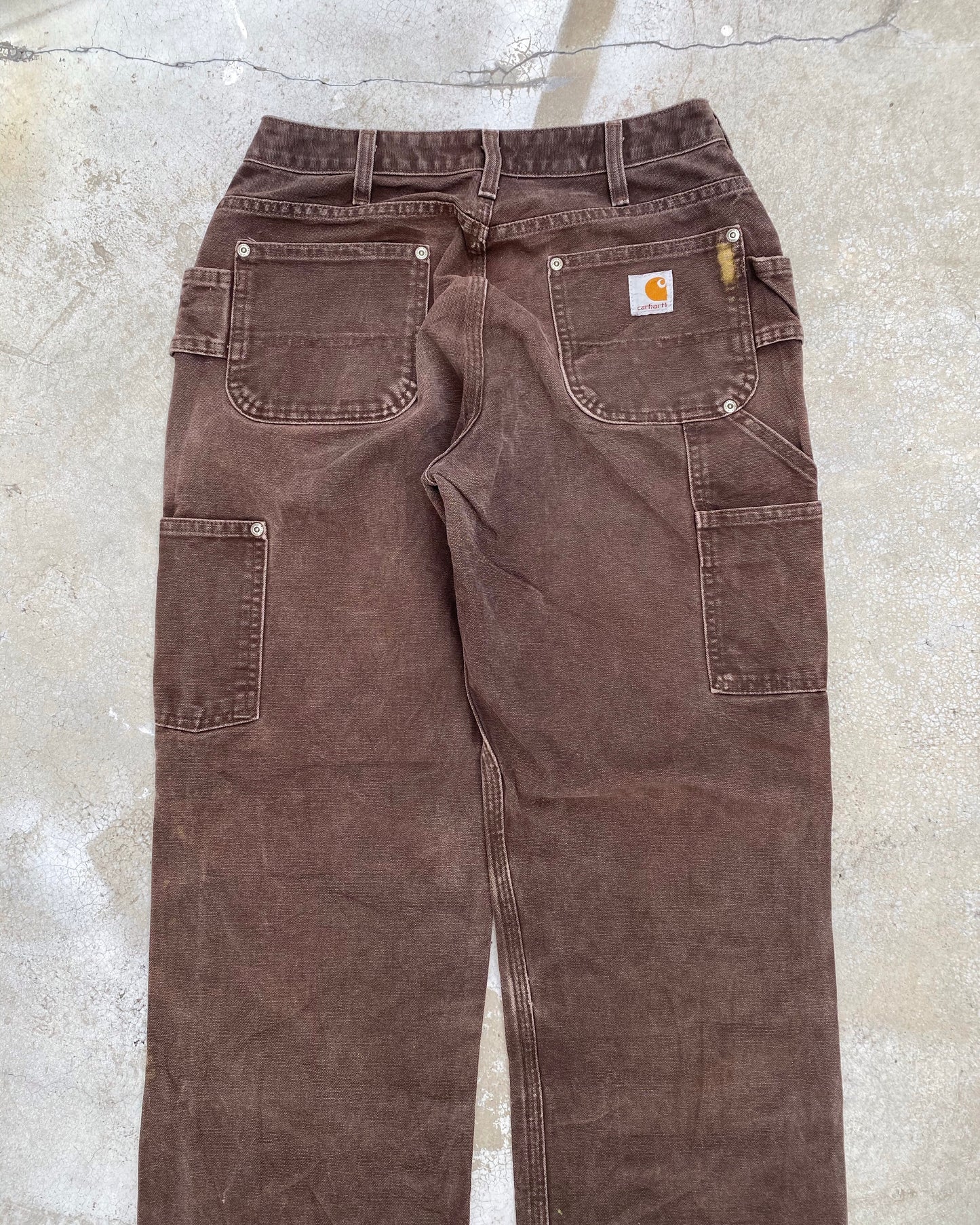 1990S SUN FADED BROWN CARHARTT DOUBLE KNEE PANTS (29X30)