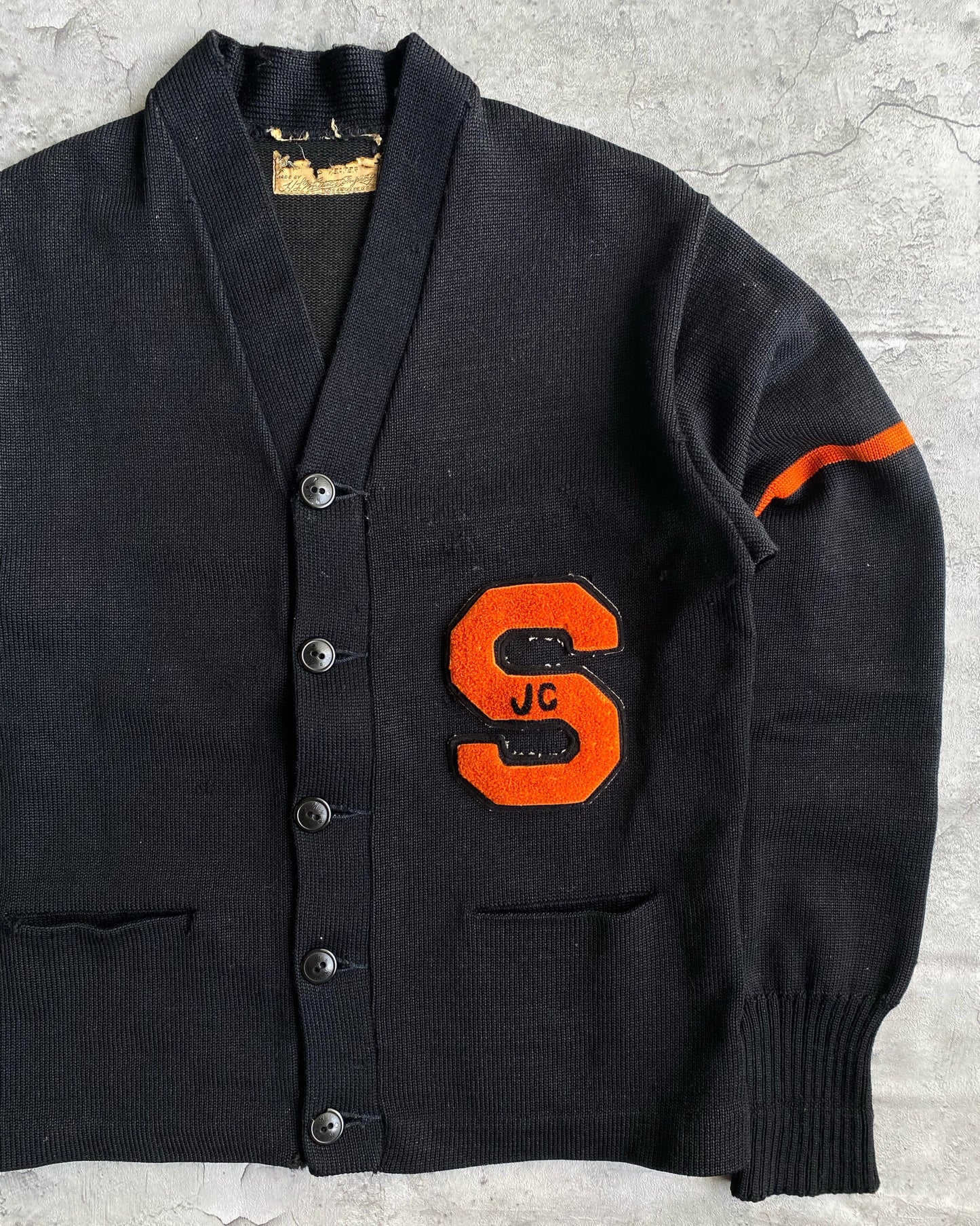 1950S ‘S’ LETTERMAN WOOL KNITTED CARDIGAN (S/M)