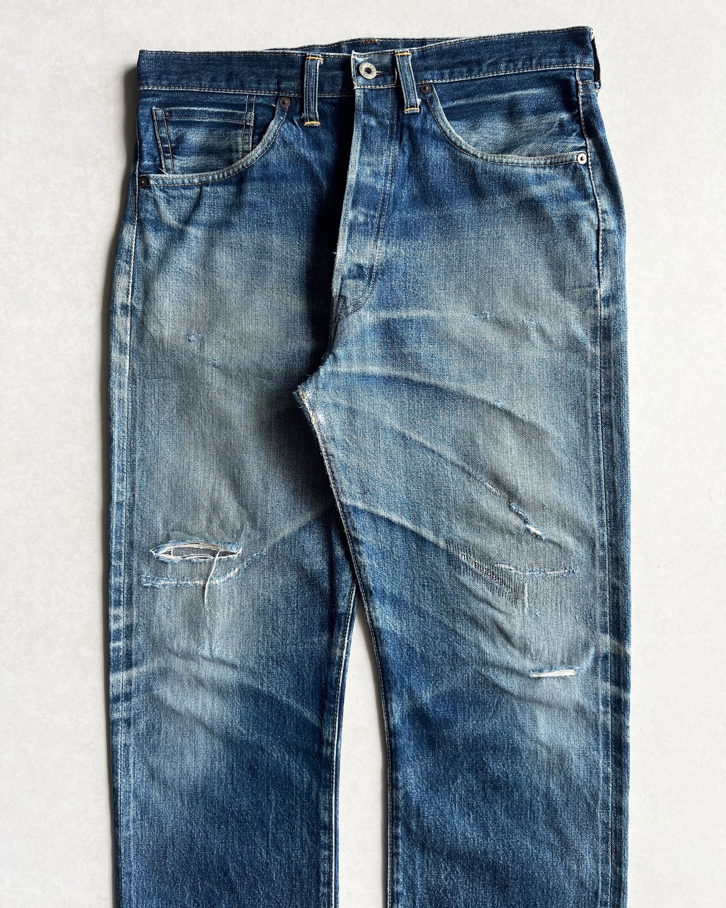 1990S FADED WASHED BIG E LEVI'S 501 SELVEDGE JEANS (33X36)