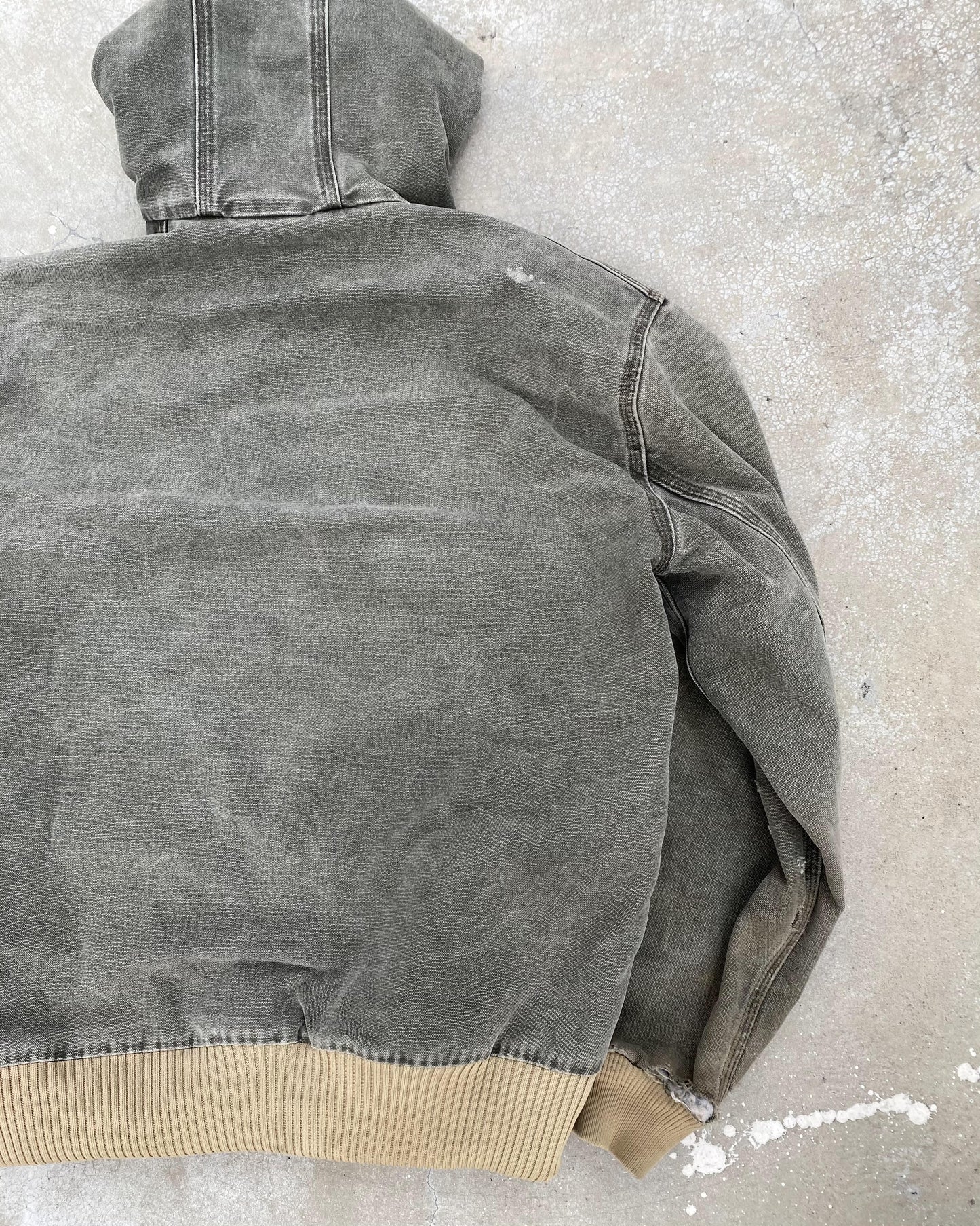 1990S SUN FADED GREY CARHARTT HOODED JACKET (M)