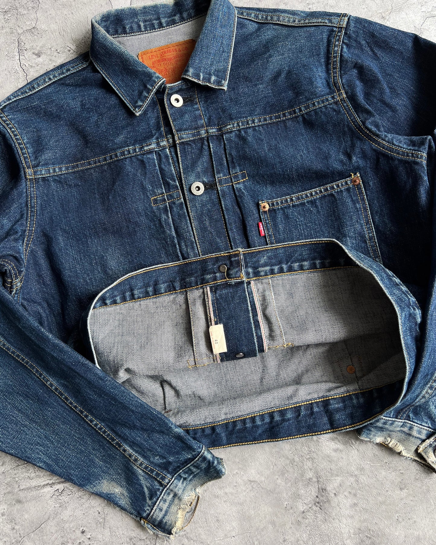 1990S DARK WASHED BIG E LEVI'S TYPE I DENIM JACKET (M/L)