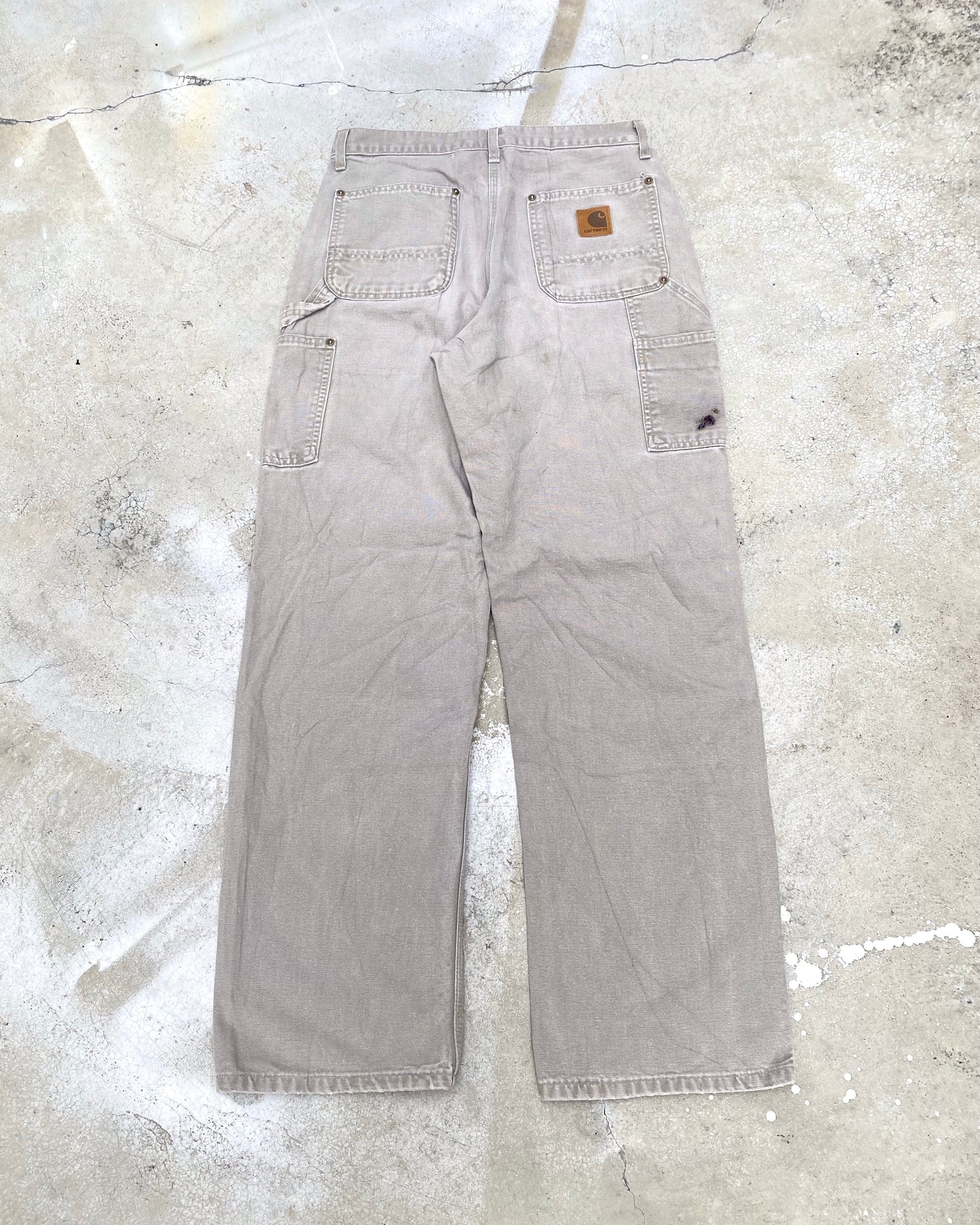 1990S LIGHT GREY CARHARTT DOUBLE KNEE PANTS (30X32)