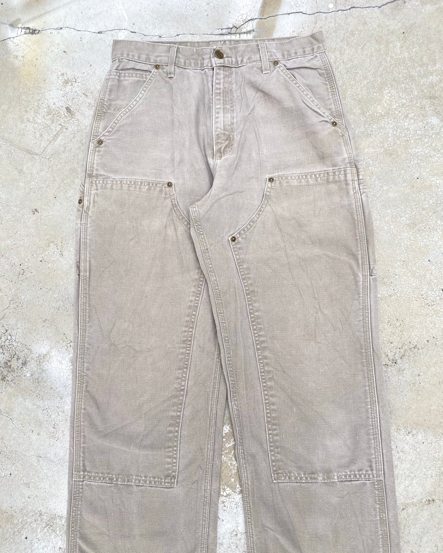 1990S LIGHT GREY CARHARTT DOUBLE KNEE PANTS (30X32)