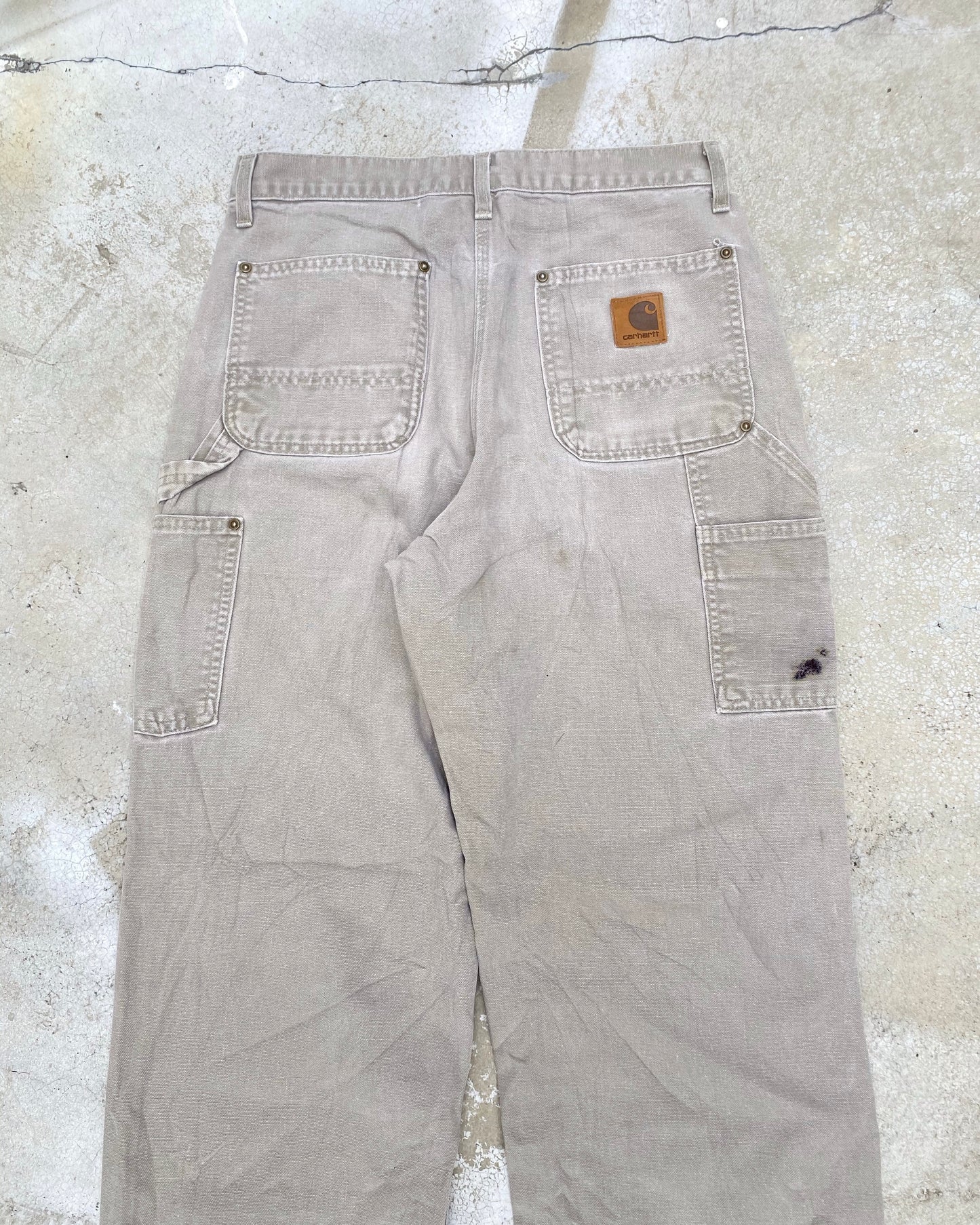 1990S LIGHT GREY CARHARTT DOUBLE KNEE PANTS (30X32)