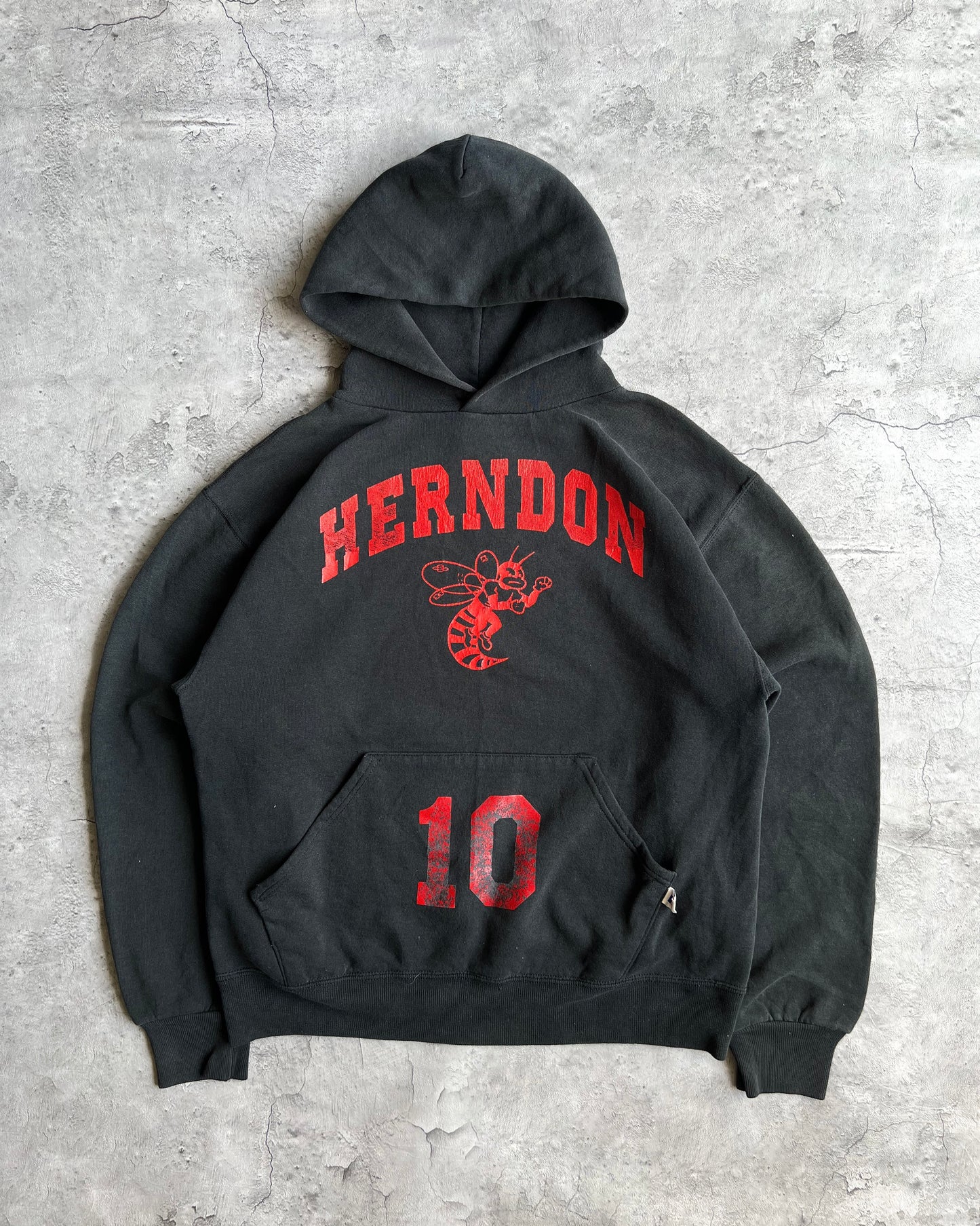 1990S BLACK 'HERNDON' RUSSELL BLANK HOODIE (M)