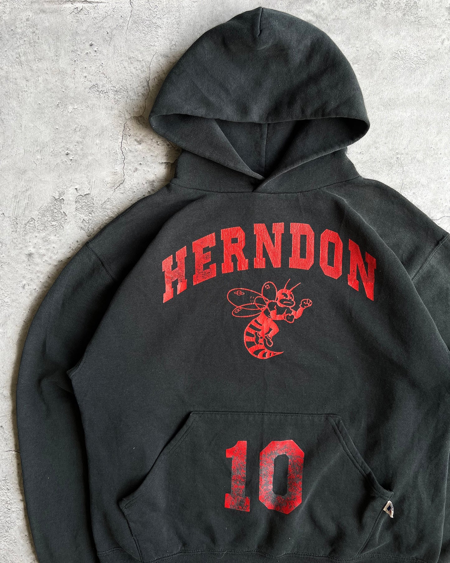 1990S BLACK 'HERNDON' RUSSELL BLANK HOODIE (M)