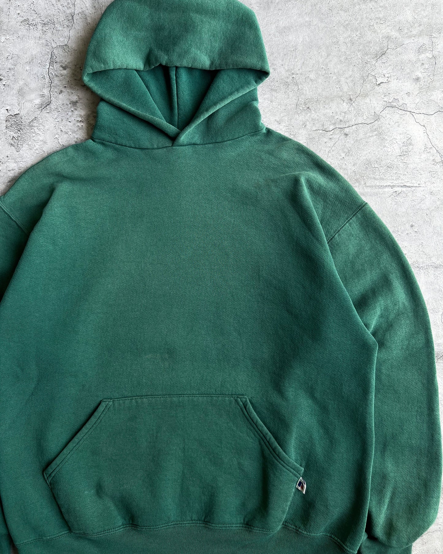 1990S RUSSELL GREEN BLANK HOODIE (M/L)