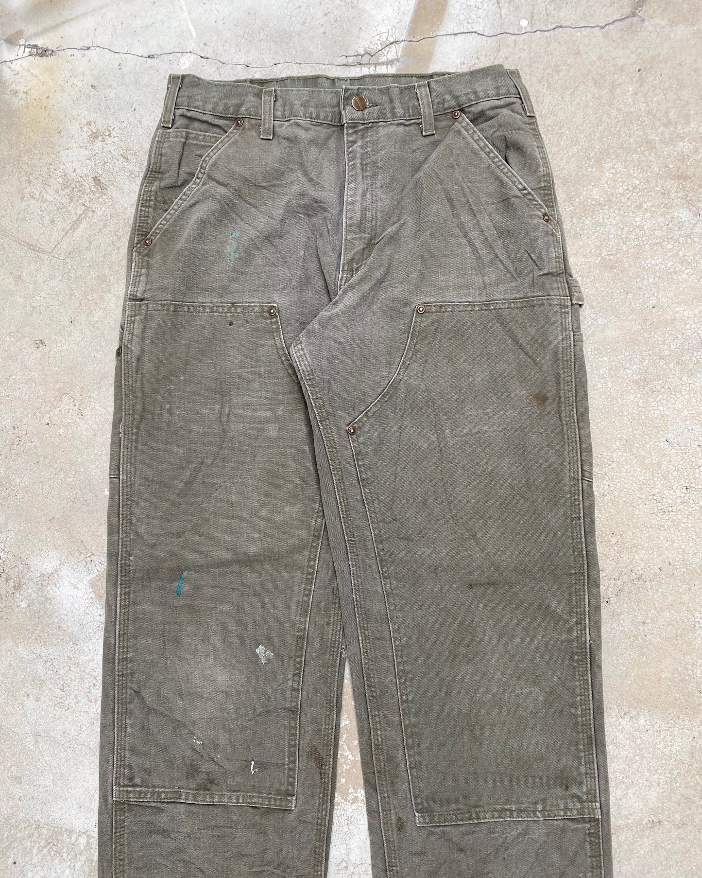 1990S OLIVE GREEN CARHARTT DOUBLE KNEE PANTS (32X32)