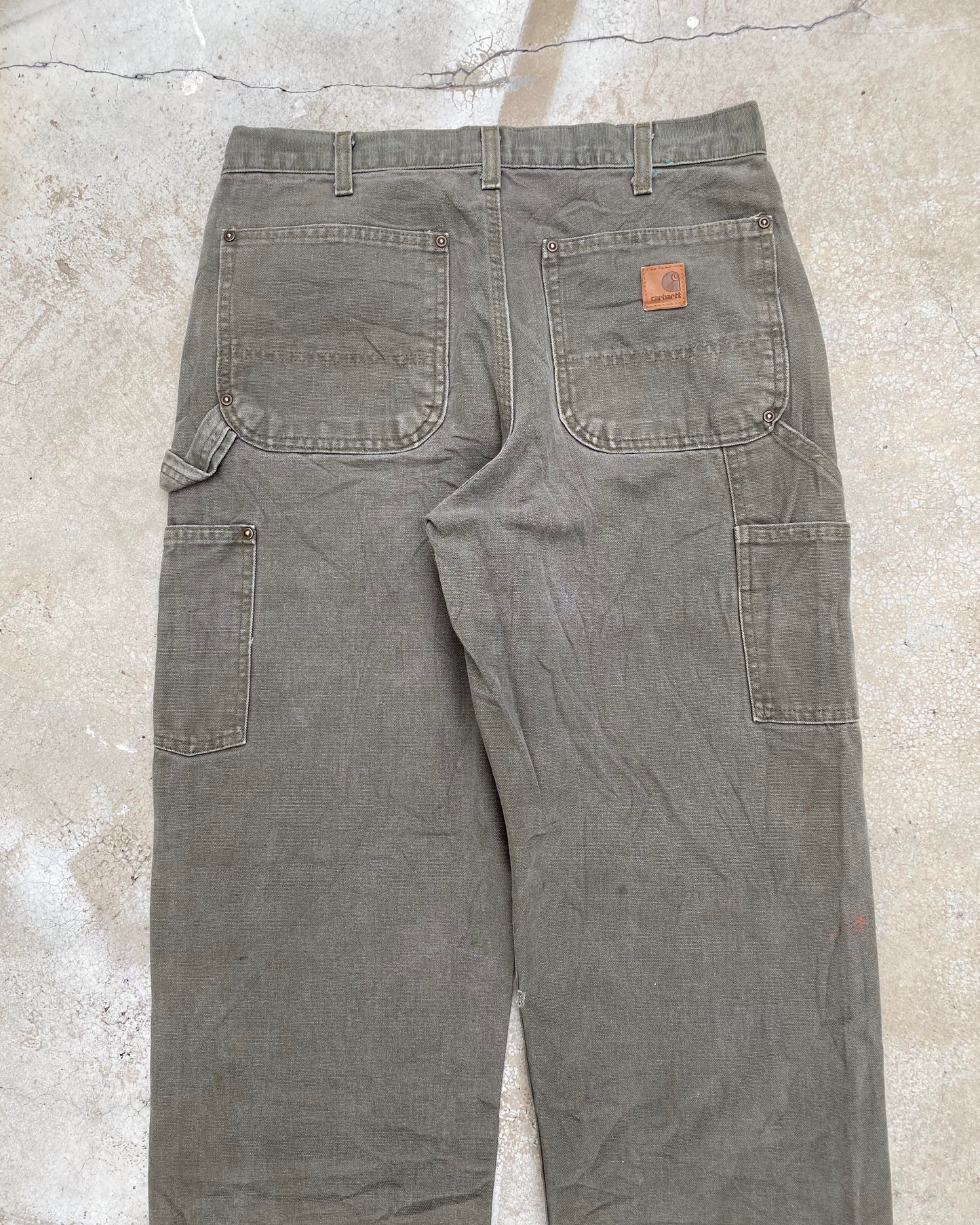 1990S OLIVE GREEN CARHARTT DOUBLE KNEE PANTS (32X32)