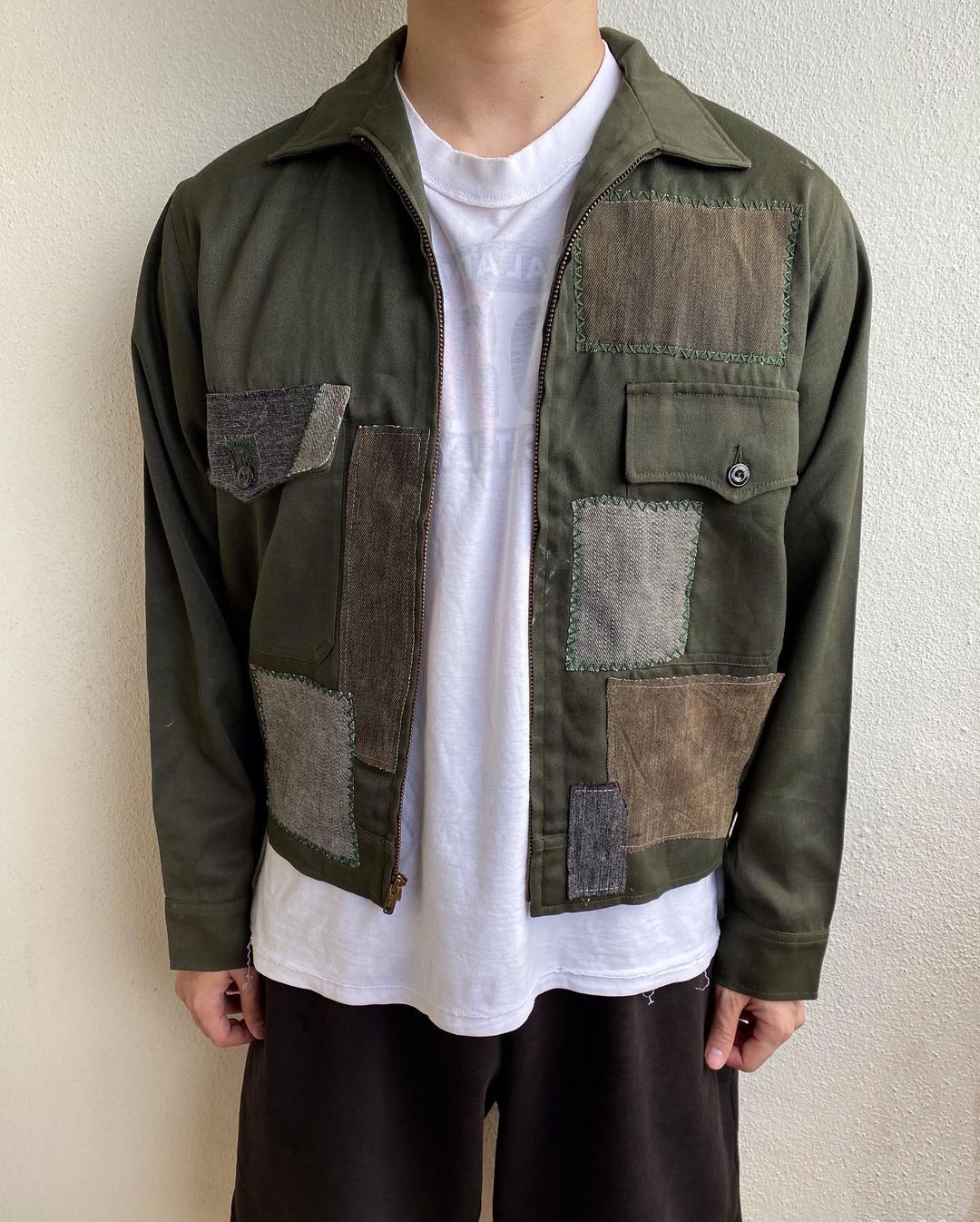1960S OLIVE GREEN PATCHED WORKWEAR (S-L)
