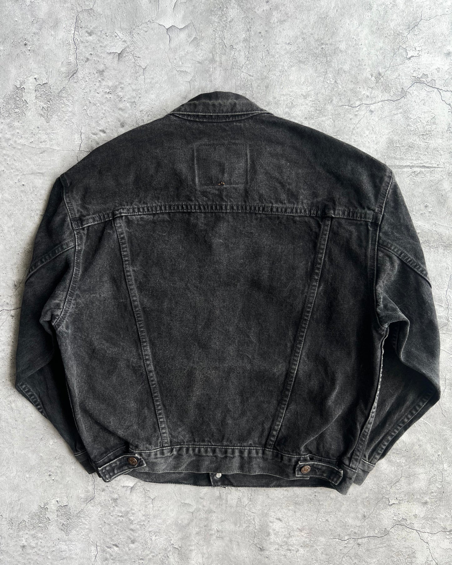 1990S FADED BLACK LEVI'S TYPE III DENIM JACKET (L)