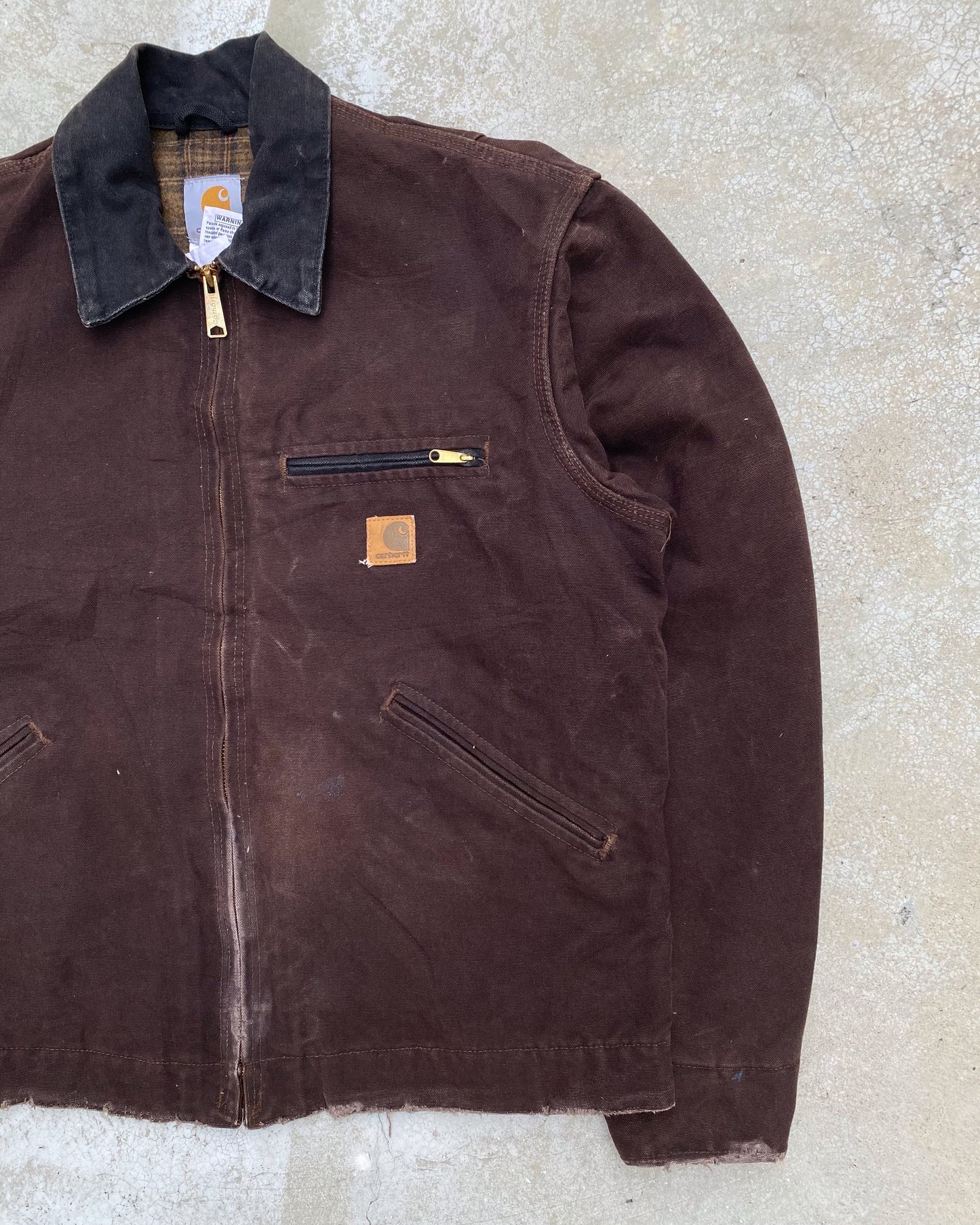 1990S DARK BROWN CARHARTT DETROIT JACKET (M)