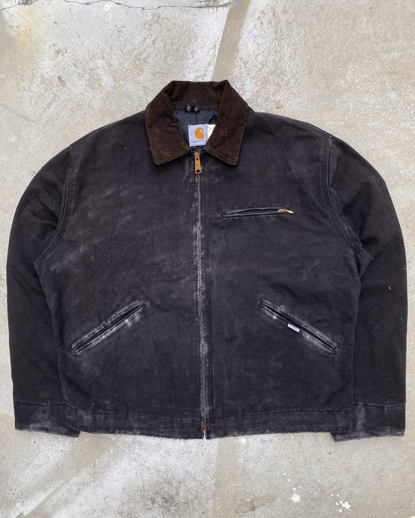 1990S FADED BLACK CARHARTT DETROIT JACKET (L/XL)