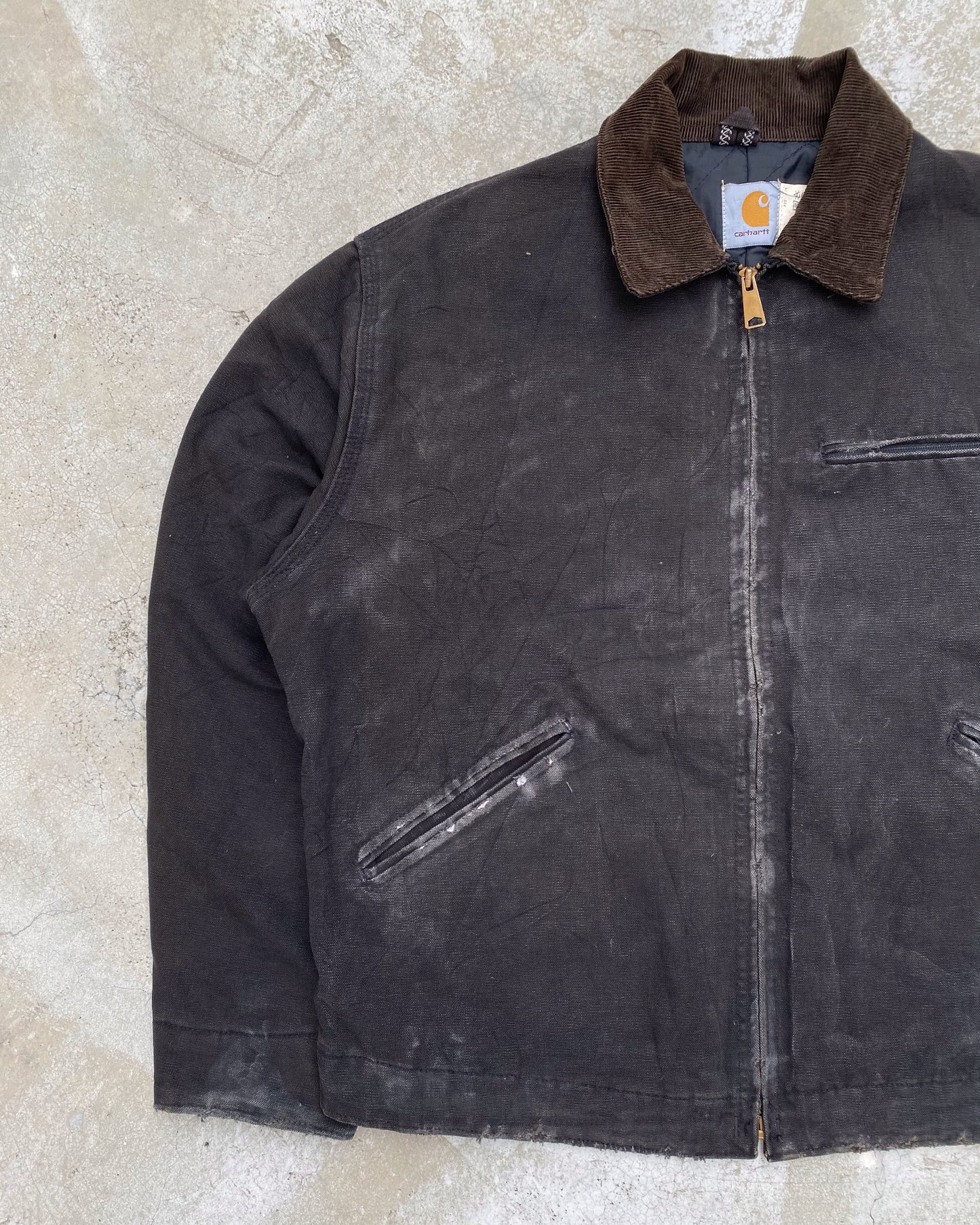 1990S FADED BLACK CARHARTT DETROIT JACKET (L/XL)