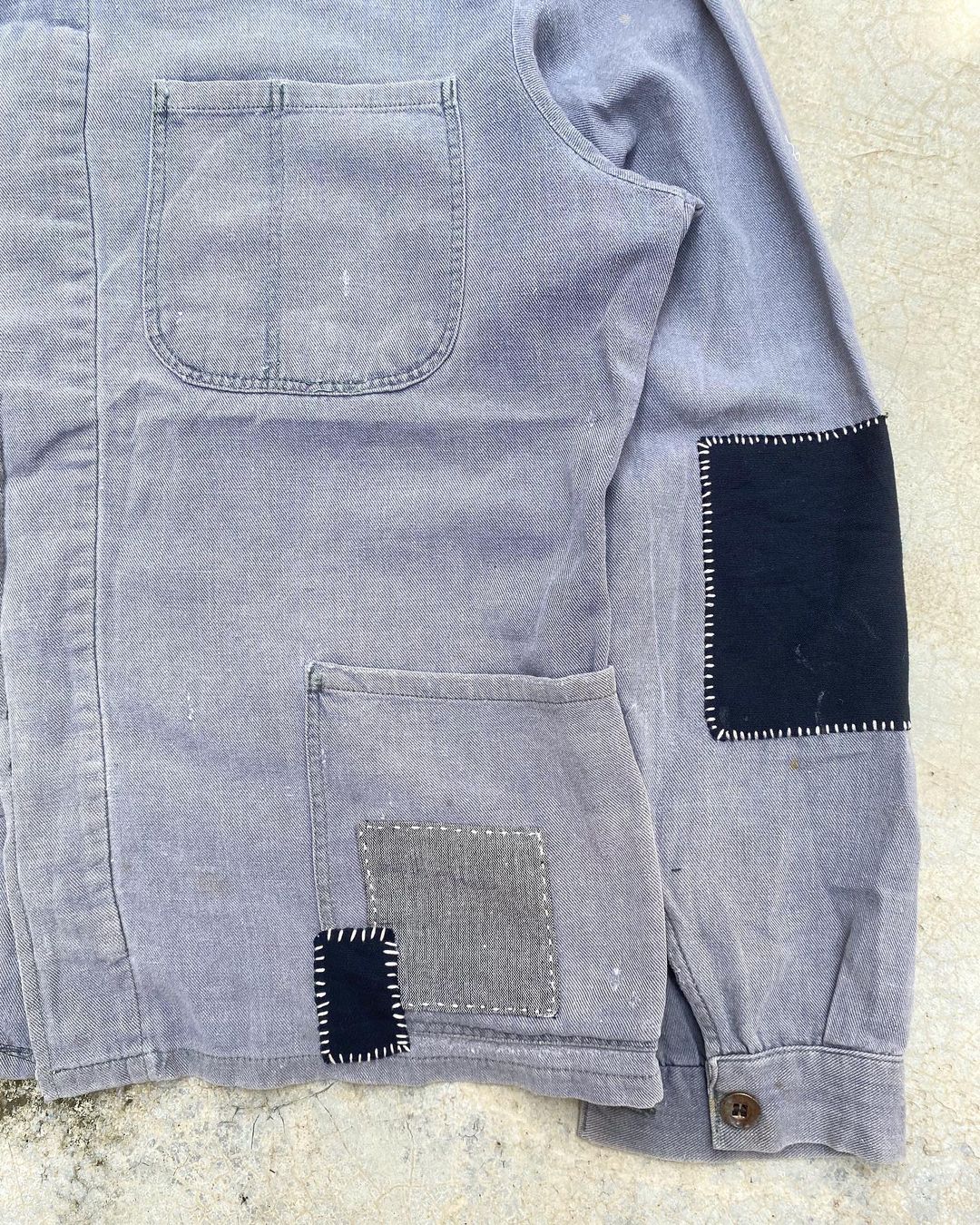 1970S SUN FADED PATCHWORK FRENCH WORKWEAR (S-L)