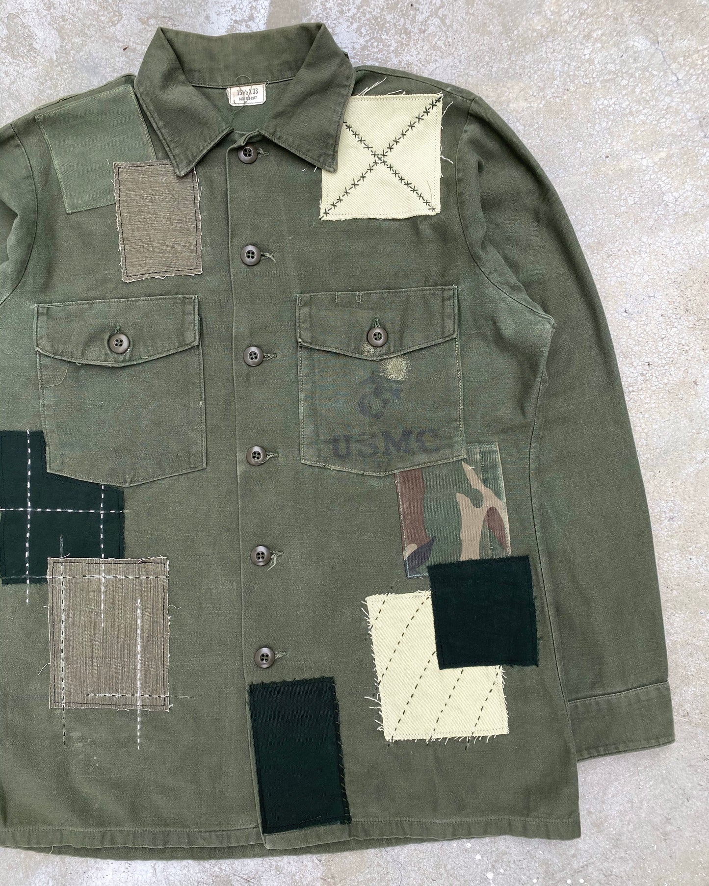 1970S USMC OG-107 SATEEN MILITARY SHIRT (M/L)