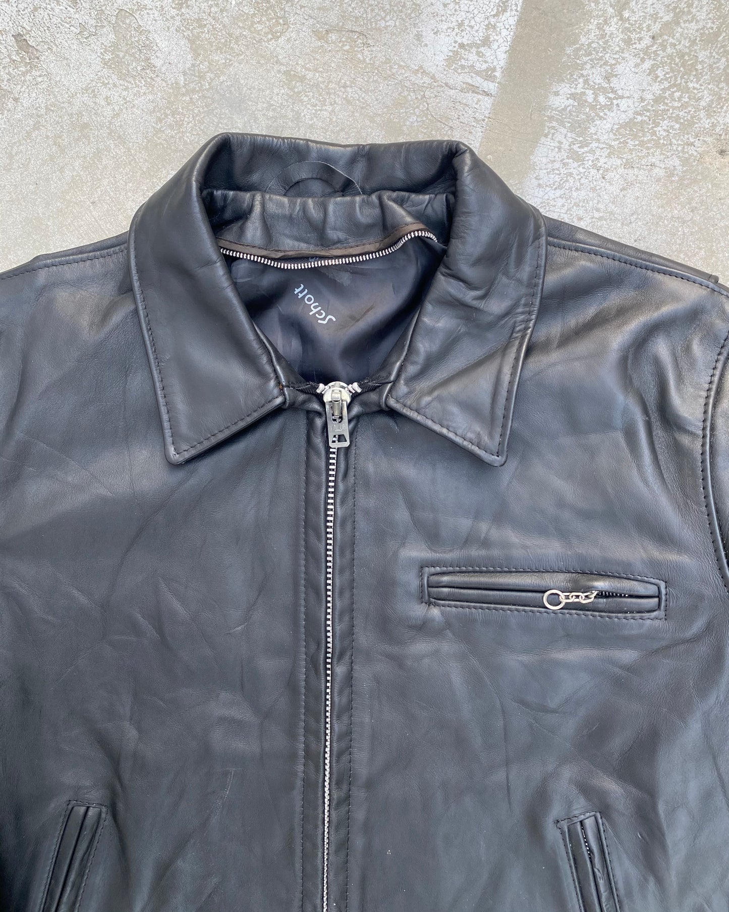 1970S SCHOTT BLACK LEATHER JACKET (M/L)