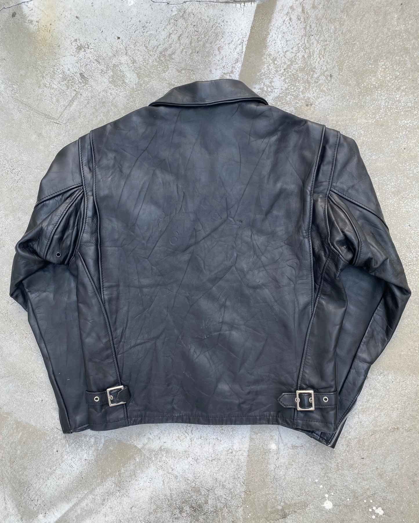 1970S SCHOTT BLACK LEATHER JACKET (M/L)
