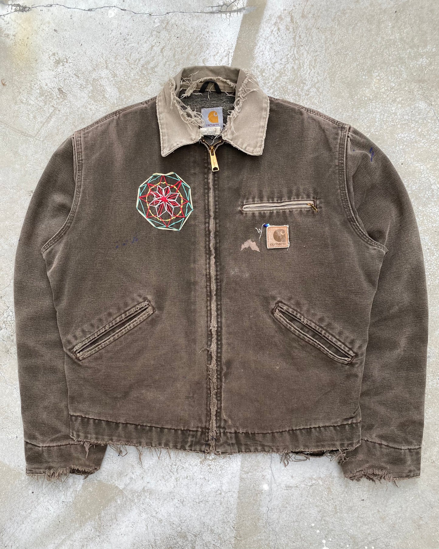1990S SUN FADED CARHARTT EMBROIDERED DETROIT JACKET (M/L)